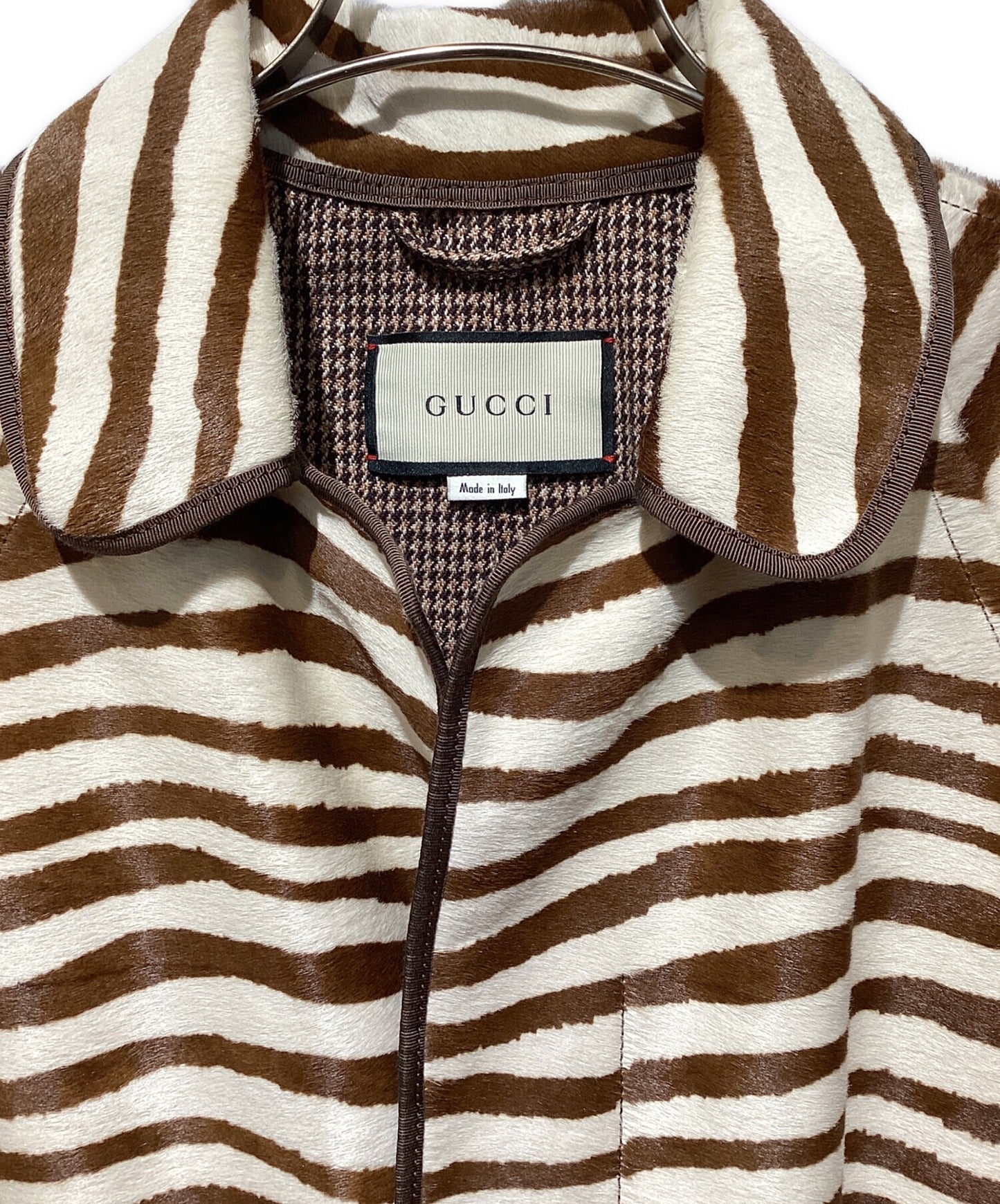 [Pre-owned] GUCCI Zebra Pattern Stencil Collar Coat 624748