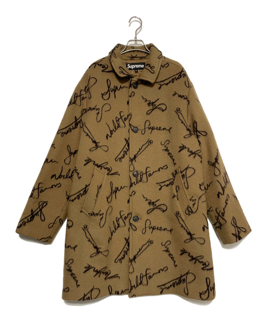 [Pre-owned] SUPREME Script Logos Wool Overcoat