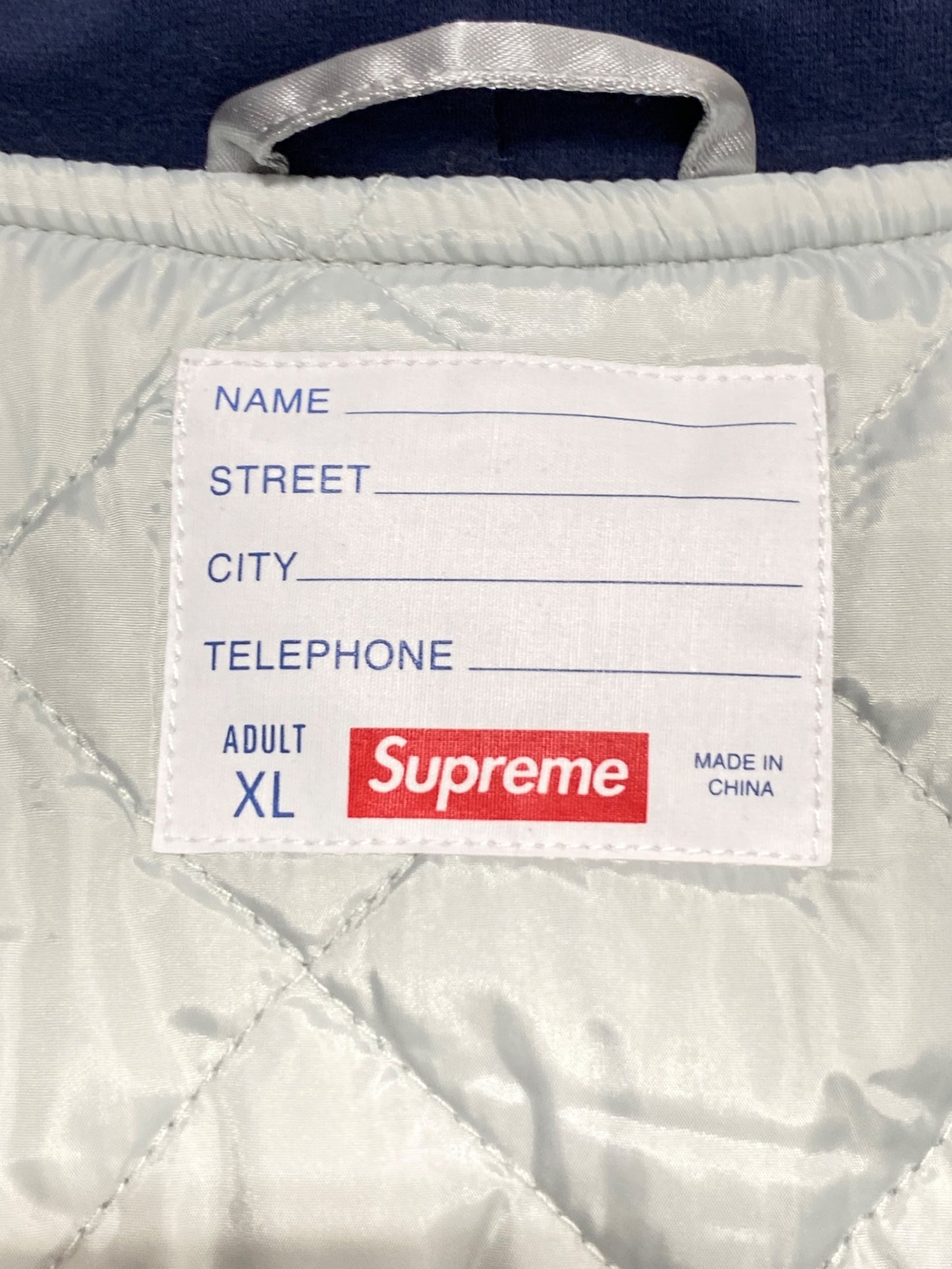 [Pre-owned] SUPREME Satin Hooded Varsity Jacket