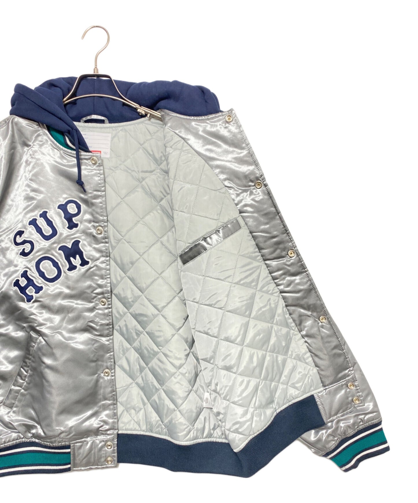 [Pre-owned] SUPREME Satin Hooded Varsity Jacket