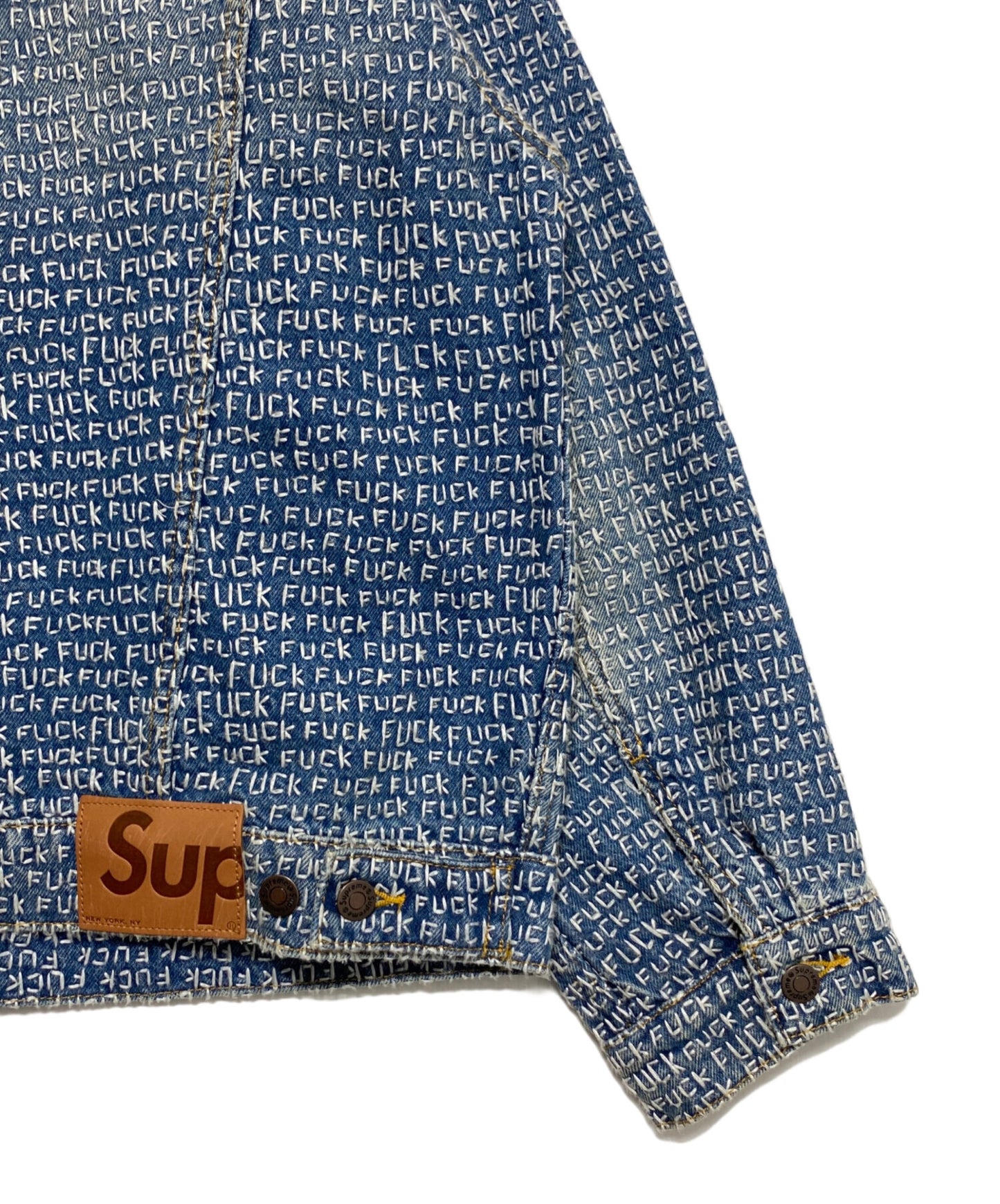 [Pre-owned] SUPREME Fuck Stitch Denim Trucker Jacket