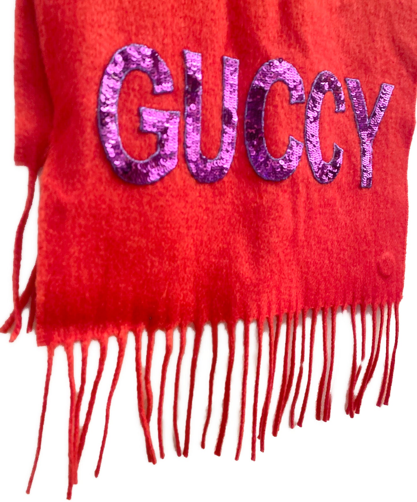 [Pre-owned] GUCCI  Scarf with Green "GUCCY" Sequins 502362 6500