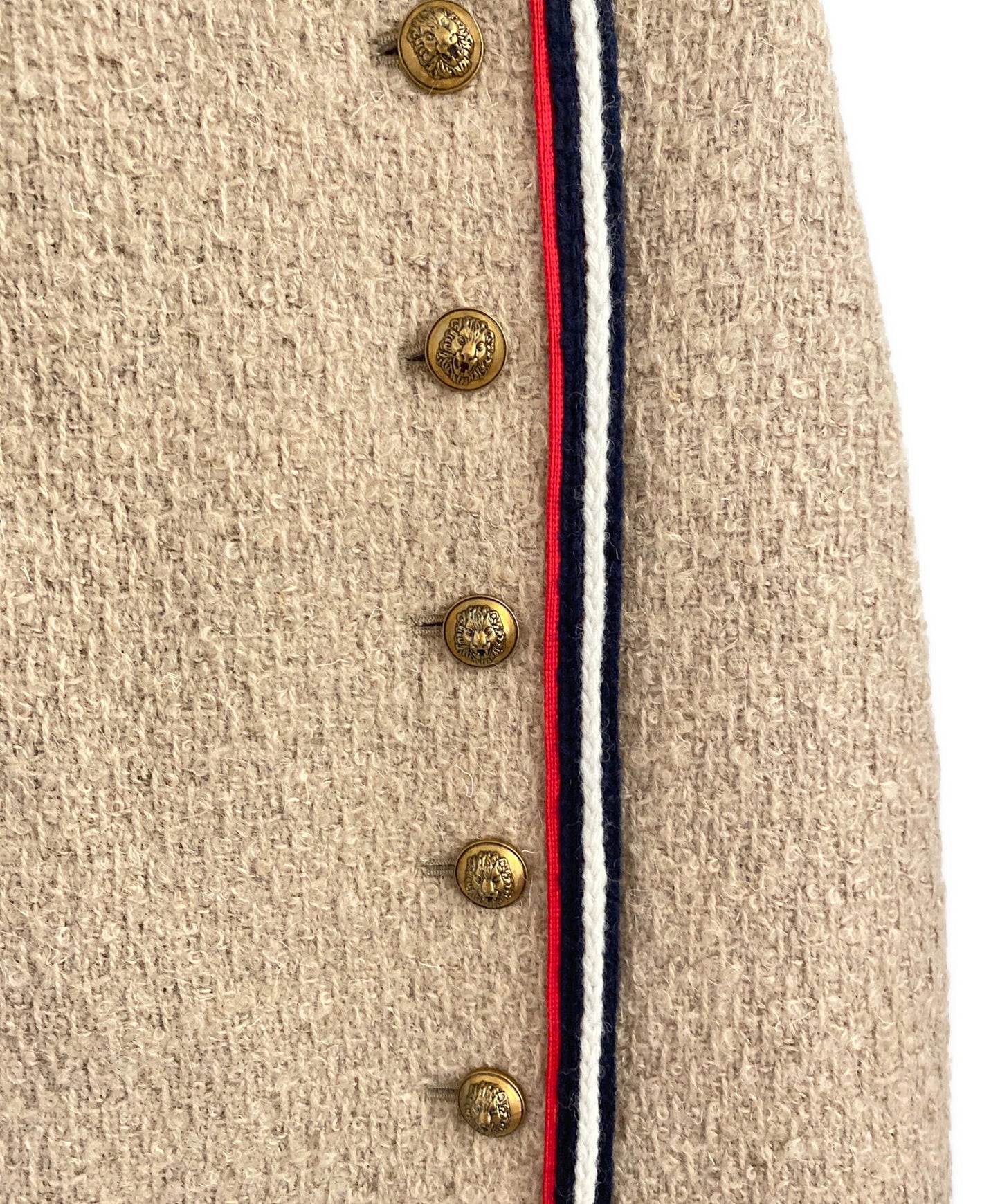 [Pre-owned] GUCCI Lion Button Wool Skirt 482226 ZJM11