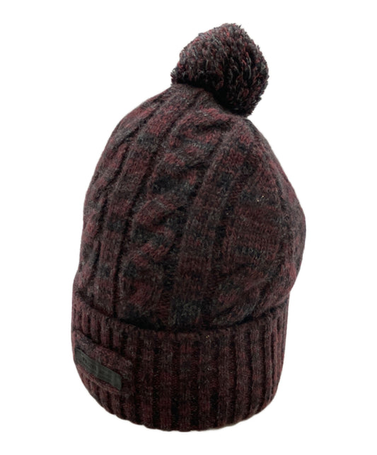 [Pre-owned] PRADA Wool Blend Ribbed Knit Beanie/Knit Hat/Logo Knit Hat UMD238.