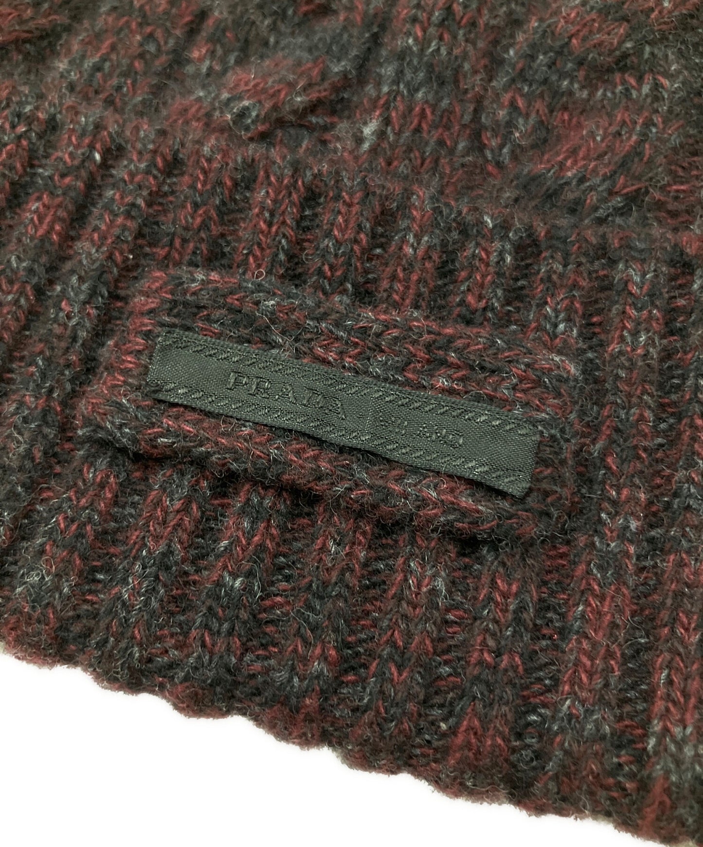 [Pre-owned] PRADA Wool Blend Ribbed Knit Beanie/Knit Hat/Logo Knit Hat UMD238.