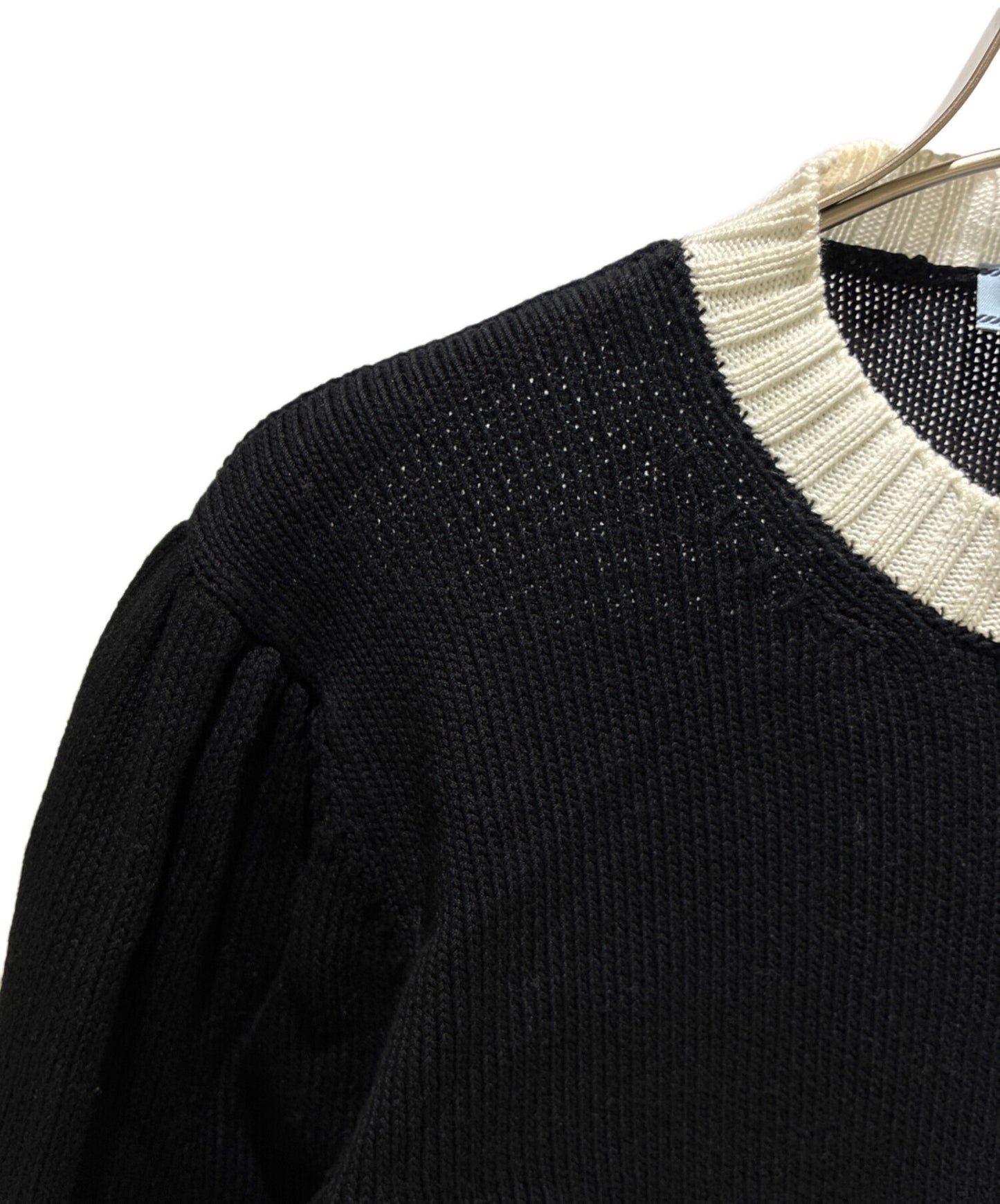 [Pre-owned] PRADA Triangle Logo Cropped Cotton Crew Neck Sweater / Short Sleeve Knit / Short Sleeve Knit / Knit Pullover P24I1R 1ZO5