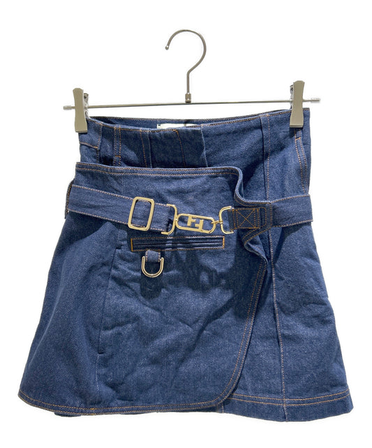 [Pre-owned] FENDI Layered Denim Skirts/Mini Skirts/Belted Skirts FLQ553