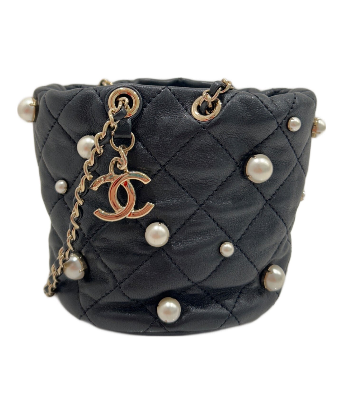 [Pre-owned] CHANEL Costume pearl drawstring shoulder bag / Coco Mark AS2518