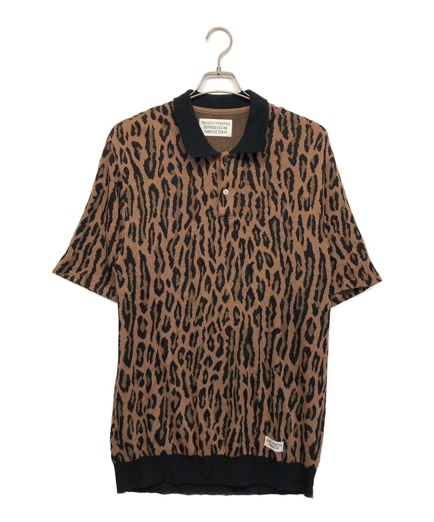 WACKO MARIA LEOPARD KNIT JAQUARD POLO SHIRT