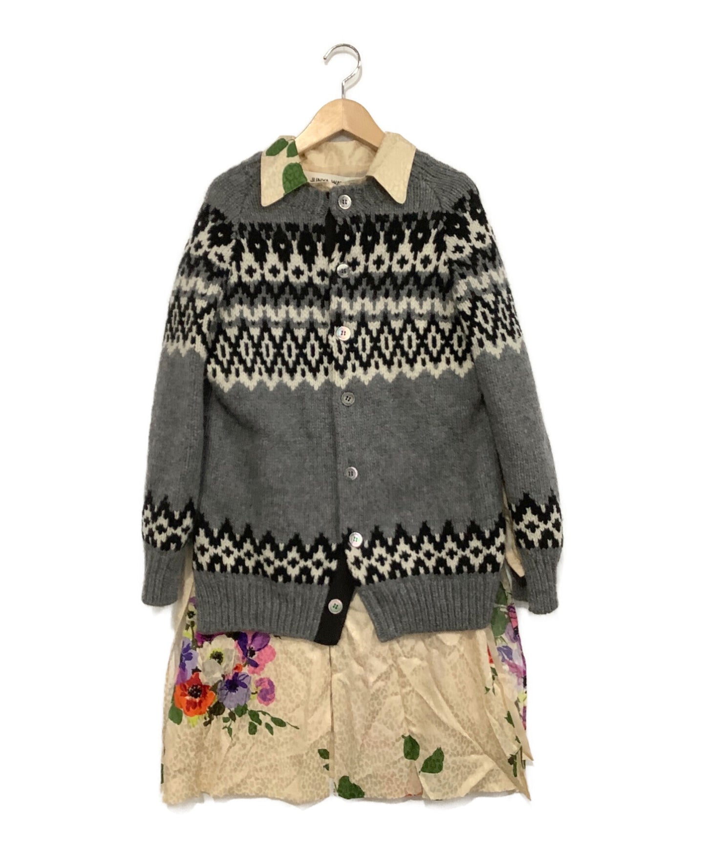 Junya Watanabe Comme des Garcons Wool Jacquard Cardigan Docking Floral Dress