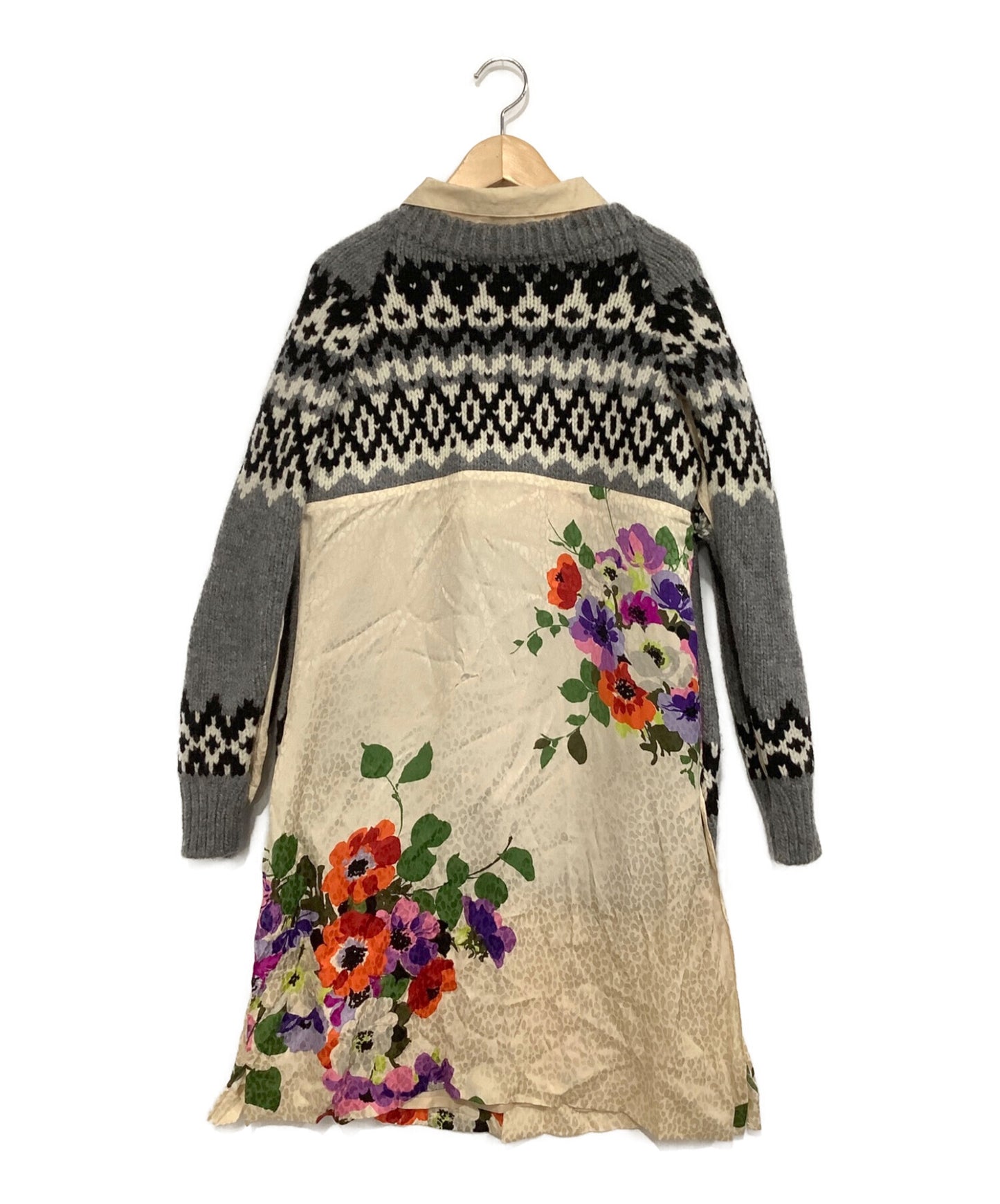 Junya Watanabe Comme des Garcons Wool Jacquard Cardigan Docking Floral Dress