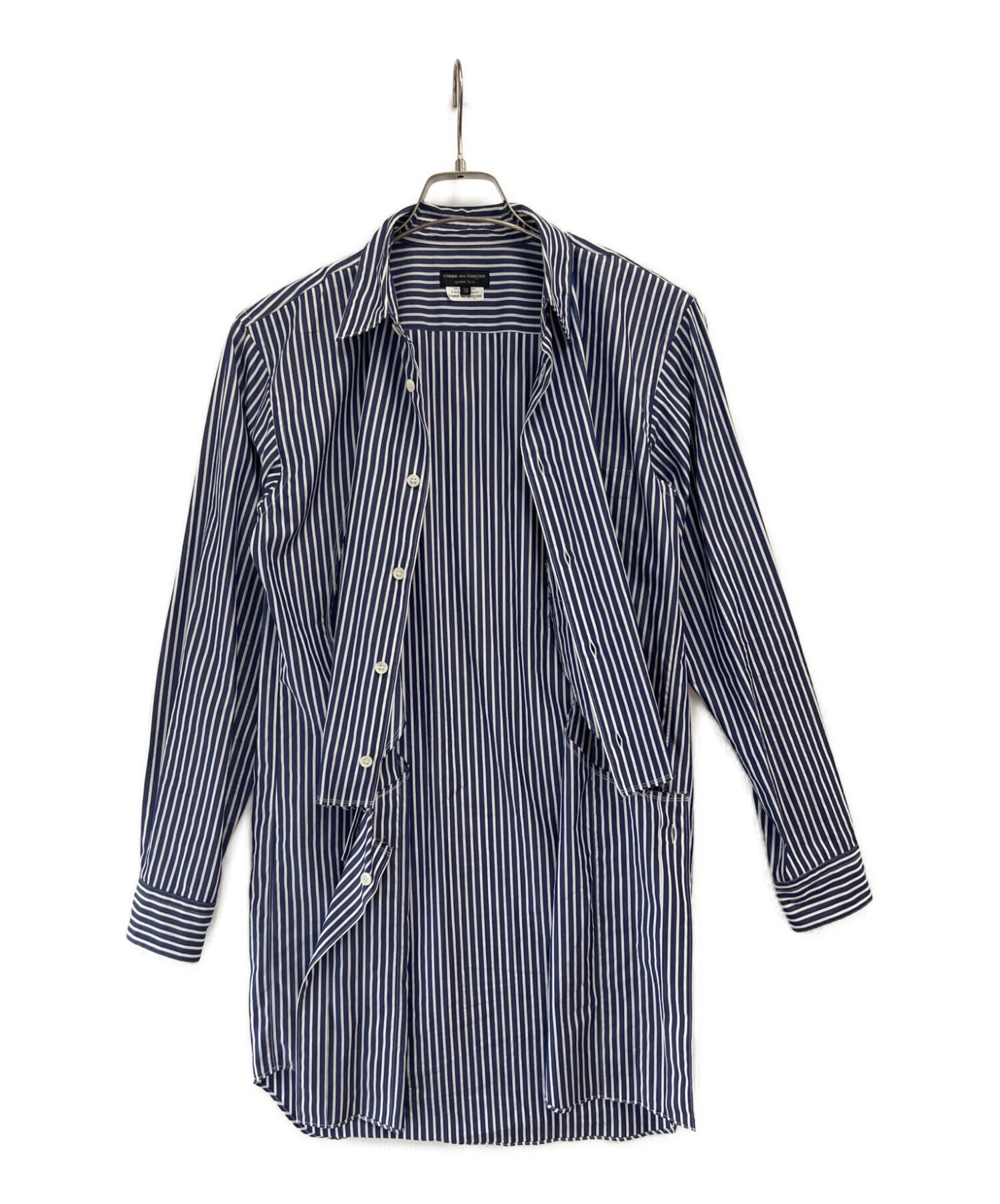 COMME des GARCONS HOMME PLUS Circle-cut Stripe Cotton Long Button Shirt  PC-B015