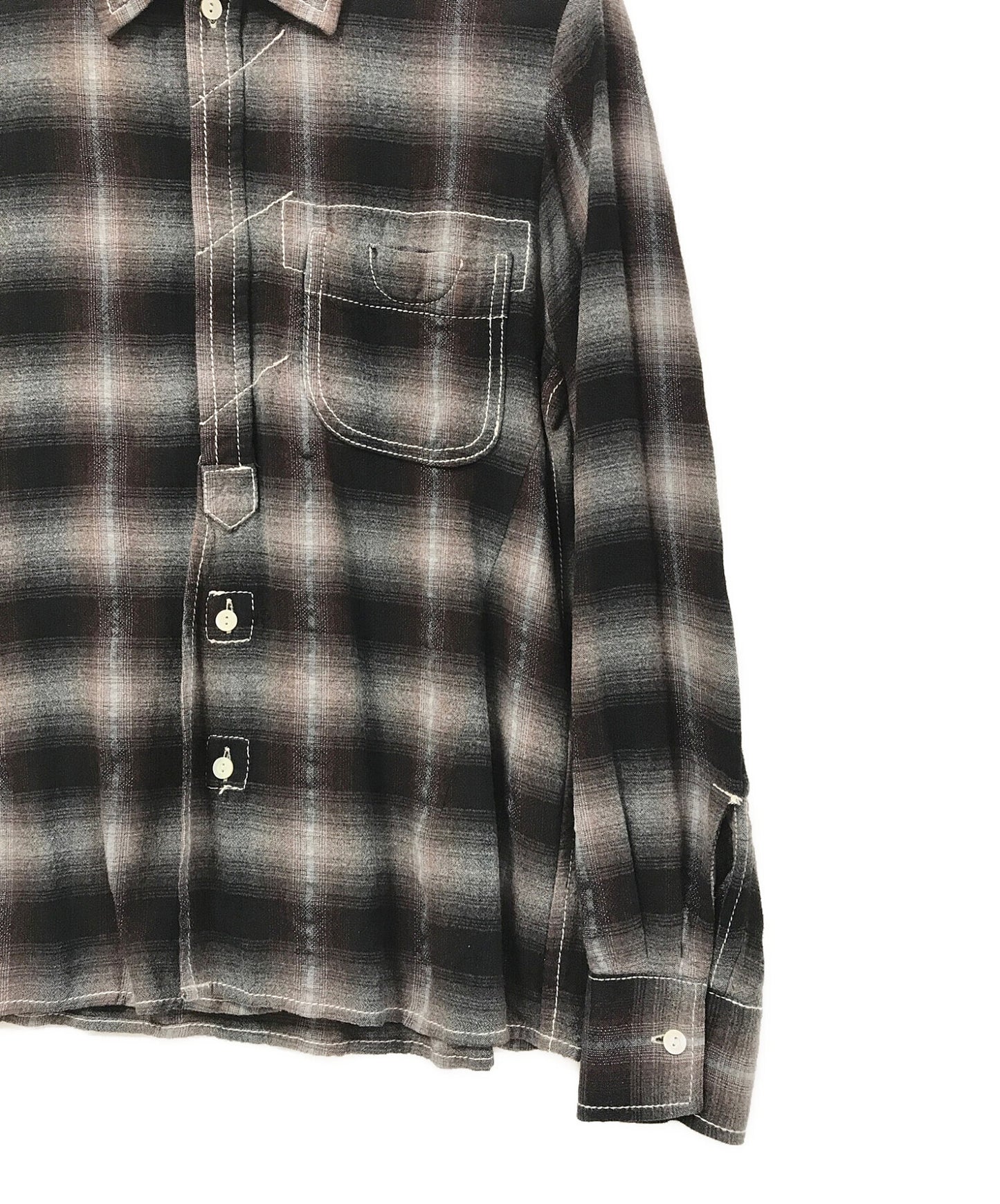 [Pre-owned] NUMBER (N)INE Ombre Check Rayon Shirt F08-NS007