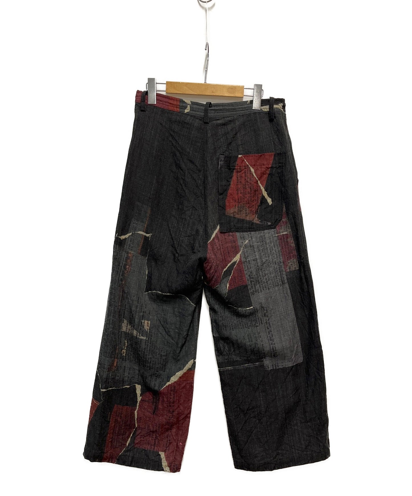 Y's WOOL DICTIONARY COLLAGE PRINT LONG STRAIGHT PANTS YE-P17-113