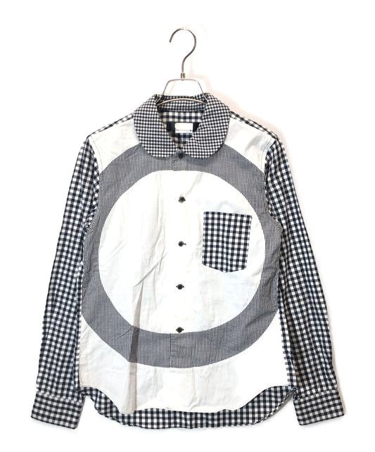 黑色COMME DES GARCONS圆领开关长袖衬衫1M-B019