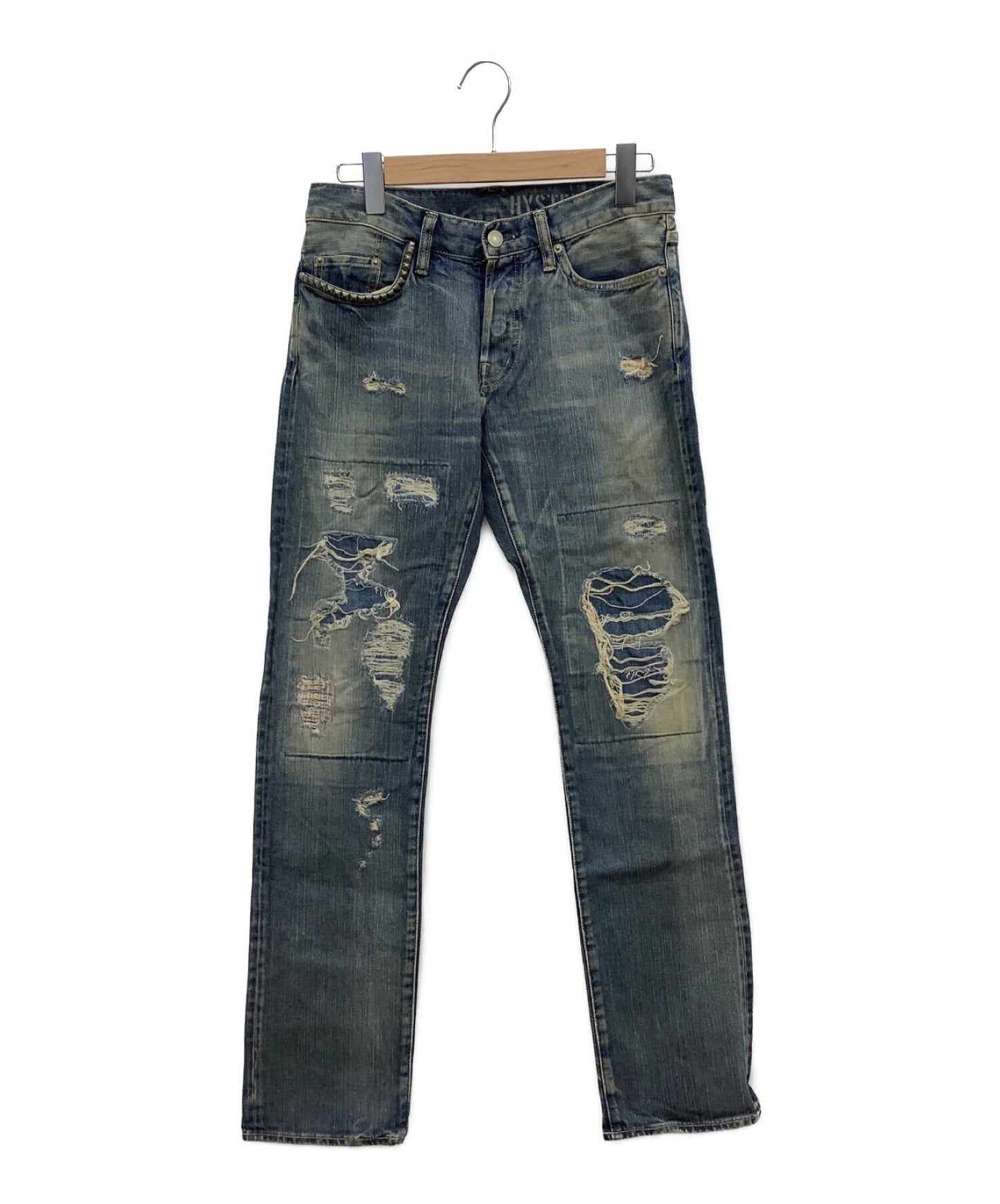 Hysteric Glamour LSR Processed Denim Studded Pants 0234AP10