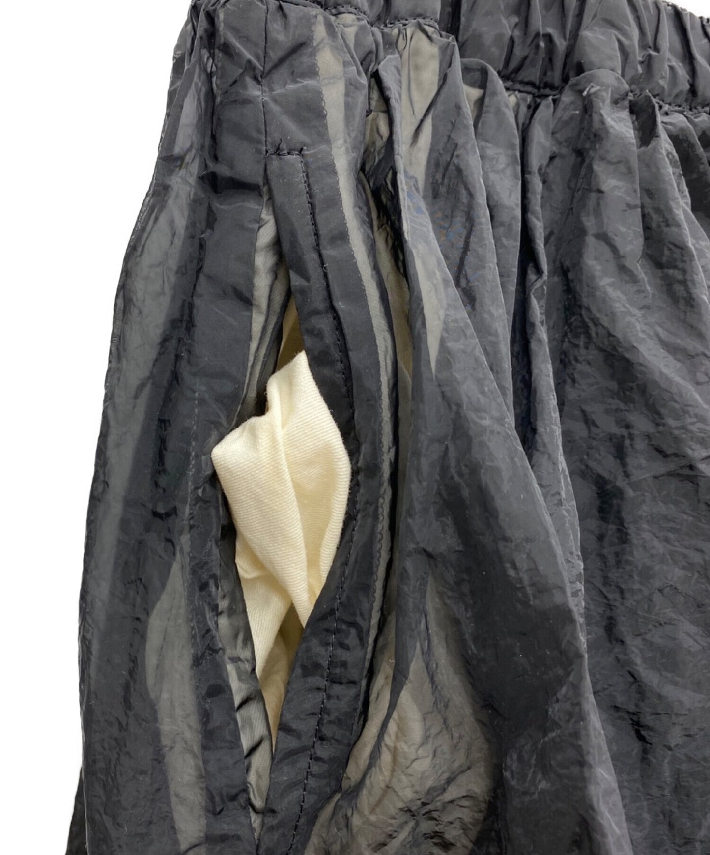 黑色COMME DES GARCONS皱纹的透明气球裙1F-S010