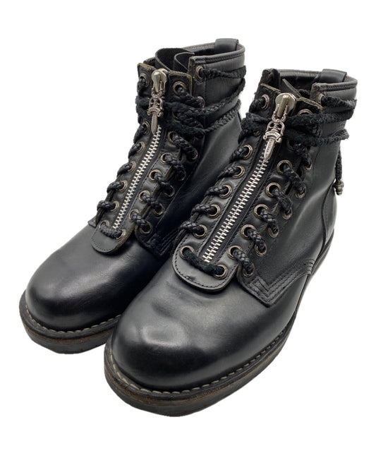 Chrome Hearts × Wesco Fireman Center Dagger Zip Lace-Up Boots 308033287BLK075201