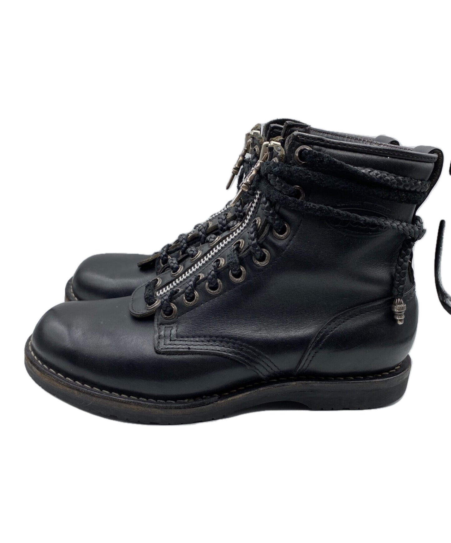 Chrome Hearts×Wesco Fireman Center Dagger Zip Lace-Up Boots 308033287Blk075201