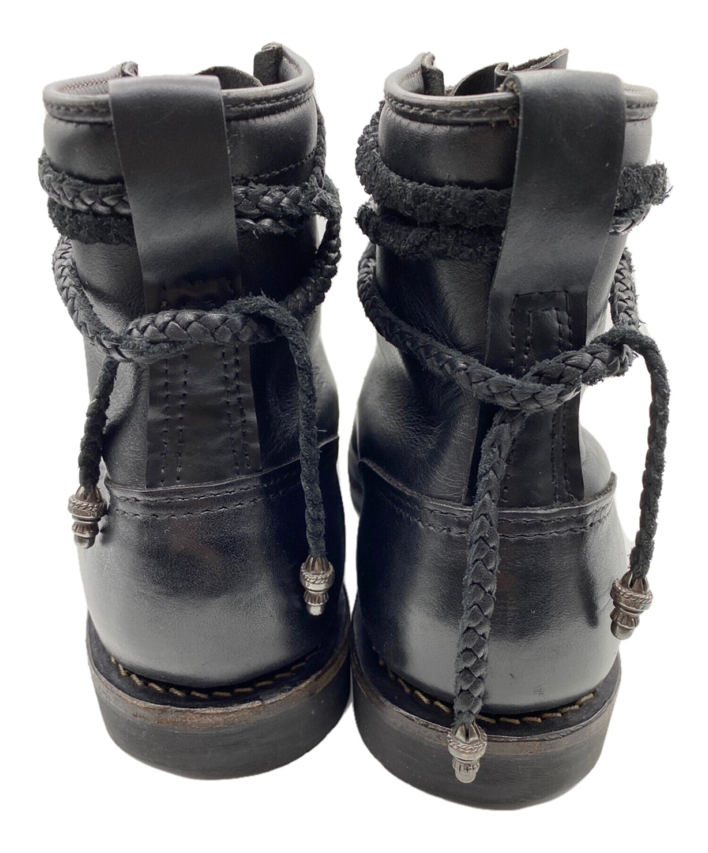 Chrome Hearts×Wesco Fireman Center Dagger Zip Lace-Up Boots 308033287Blk075201