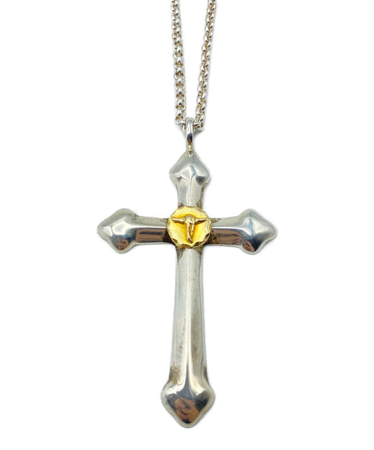 Tady & King Large Cross GP Longhorn Metal Necklace Top