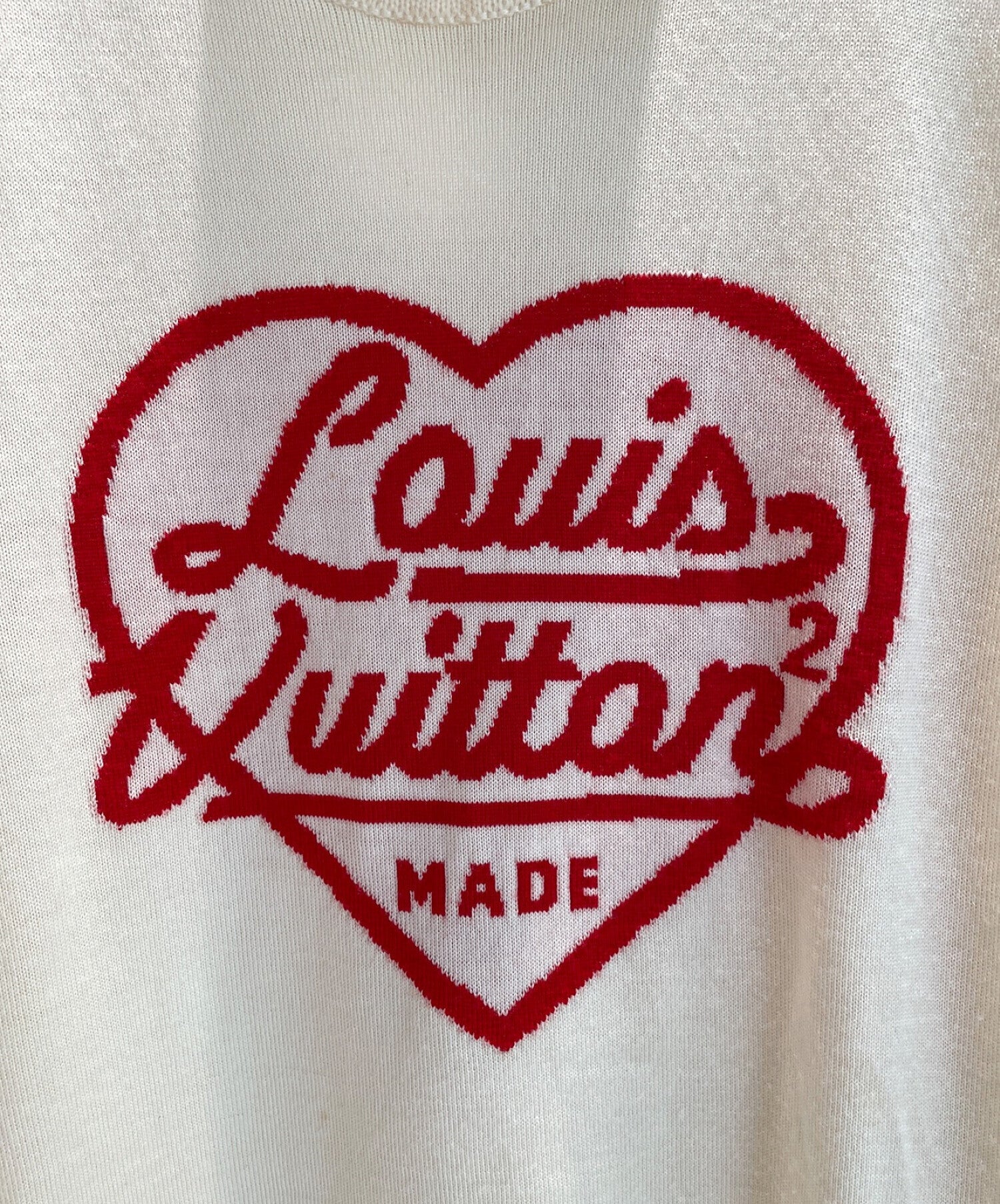 Louis Vuitton [Japan Only] Intarsia Heart Turtleneck, White, L
