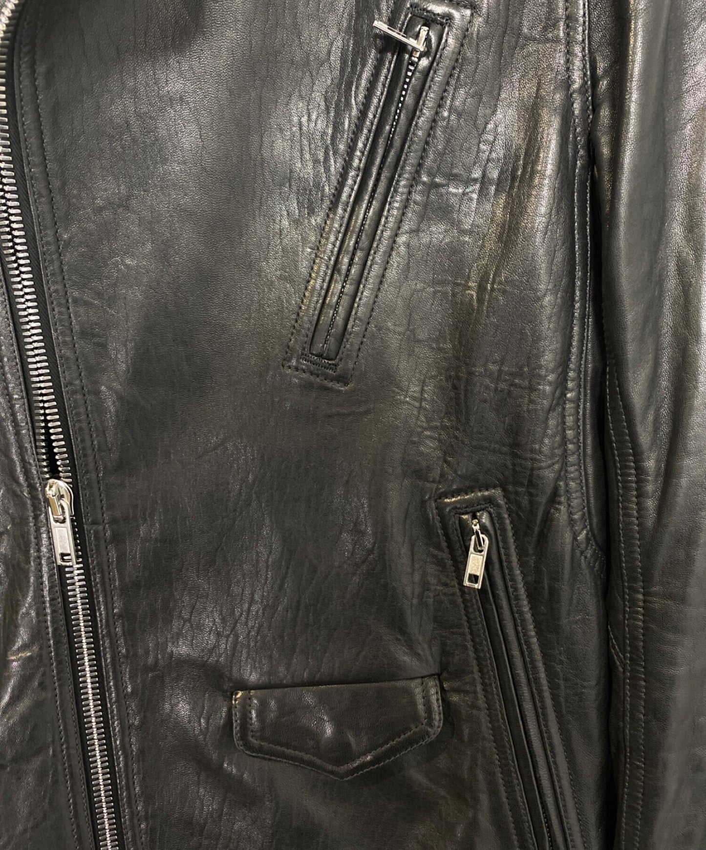 [Pre-owned] RICK OWENS Stooges Leather Biker Jacket RU17F8764-LSK