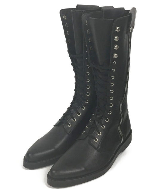 [Pre-owned] Yohji Yamamoto Side-Zip Long Boots / Lace-Up Boots FJ-E08-721