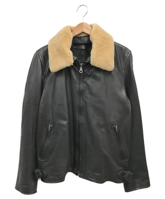 Yohji Yamamoto Pour Homme Horse Leather Collar Boa Rider Jacket HC-Y01-703
