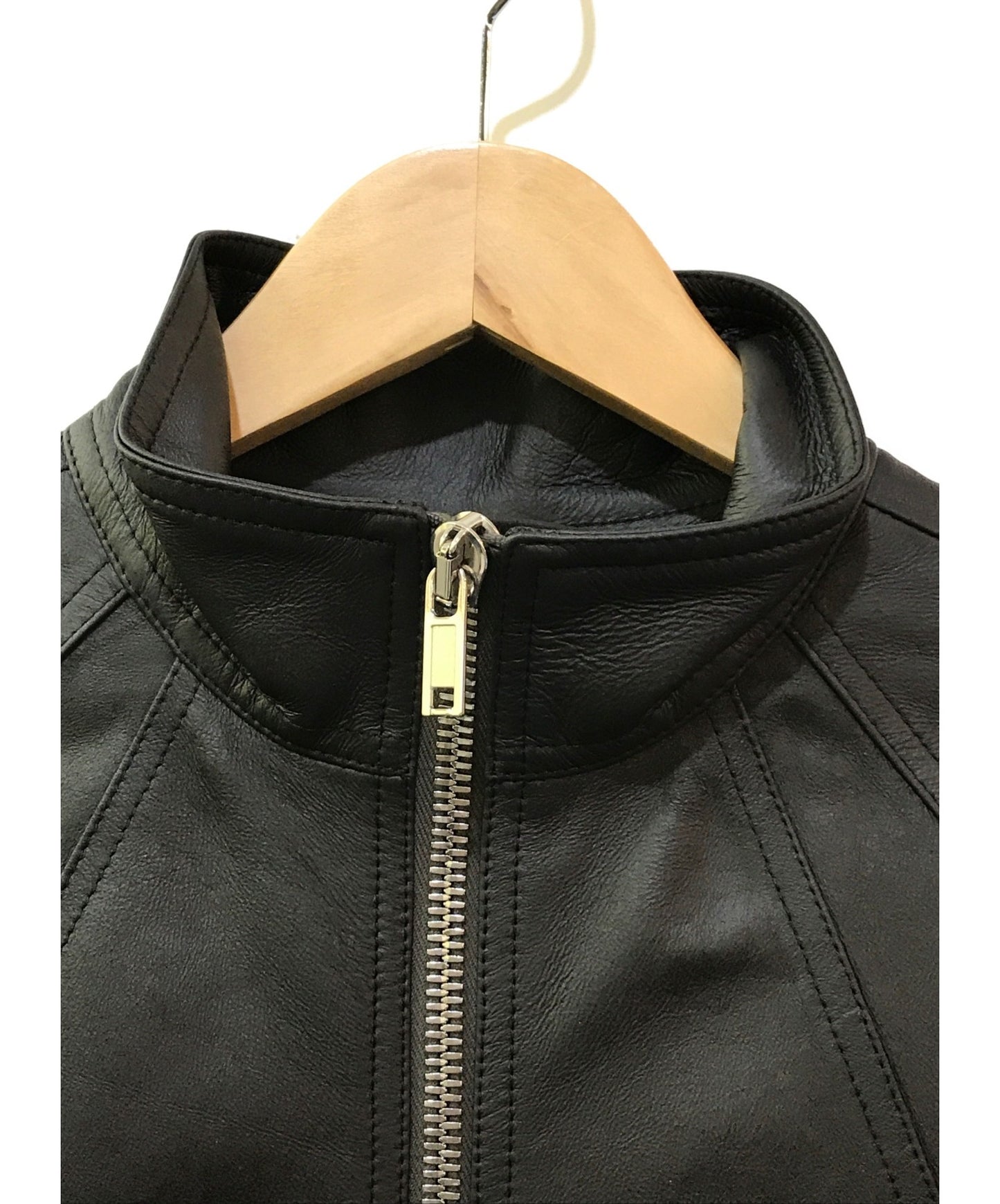 RICK OWENS Stand collar leather jacket RU21S6761