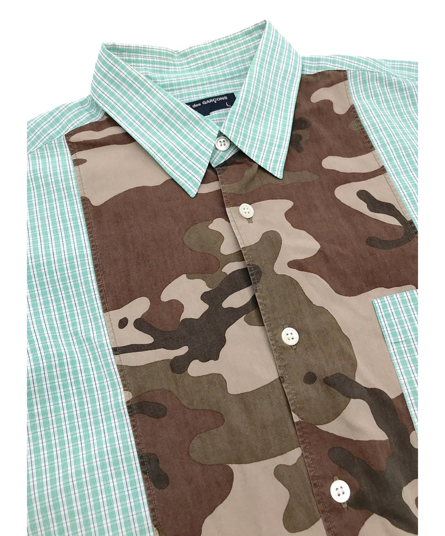 Comme des Garcons Homme Camouflage＆Checked Switching襯衫HI-B003