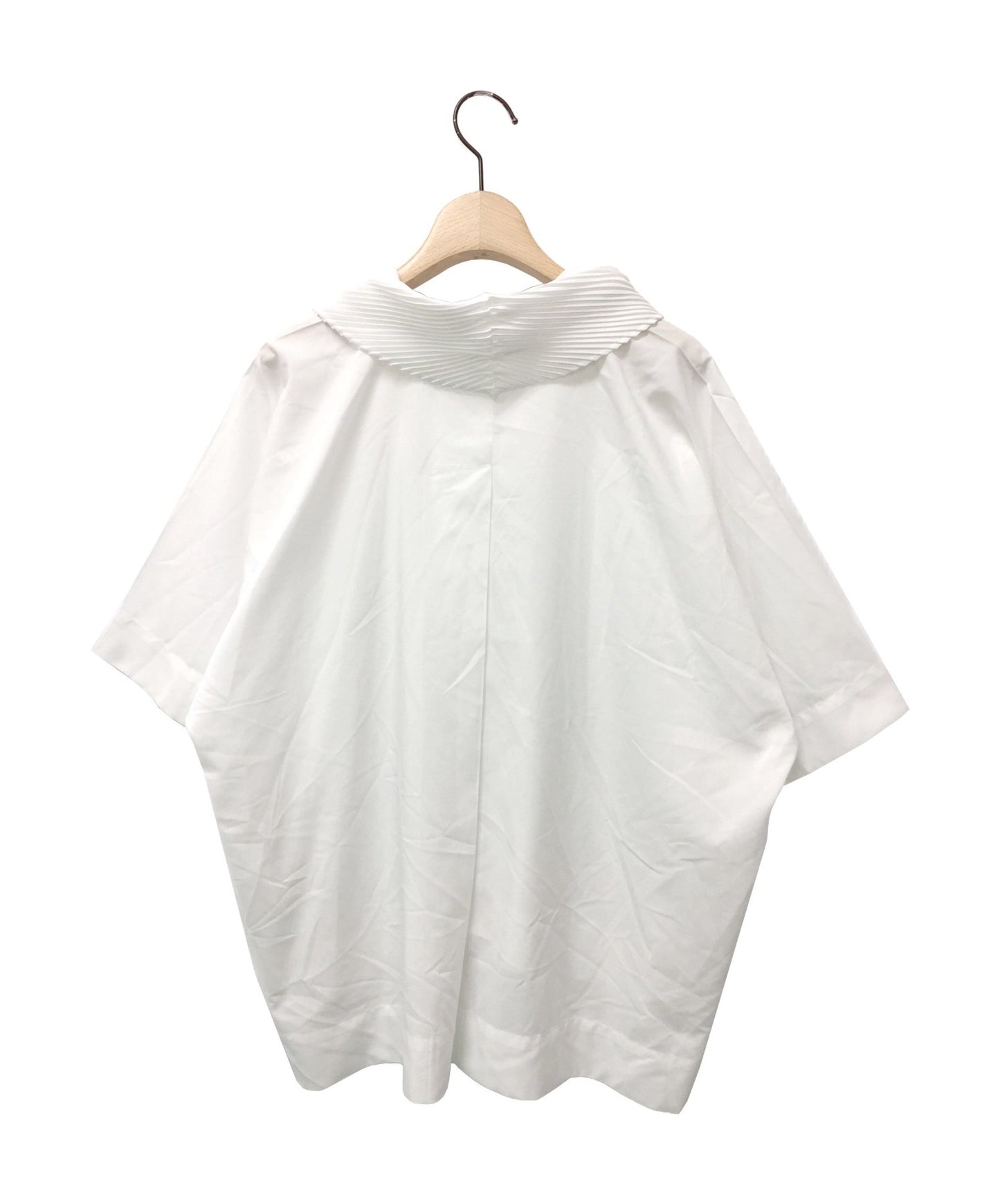 Issey Miyake 칼라 주름 풀 오버 셔츠 / 짧은 슬리브 셔츠