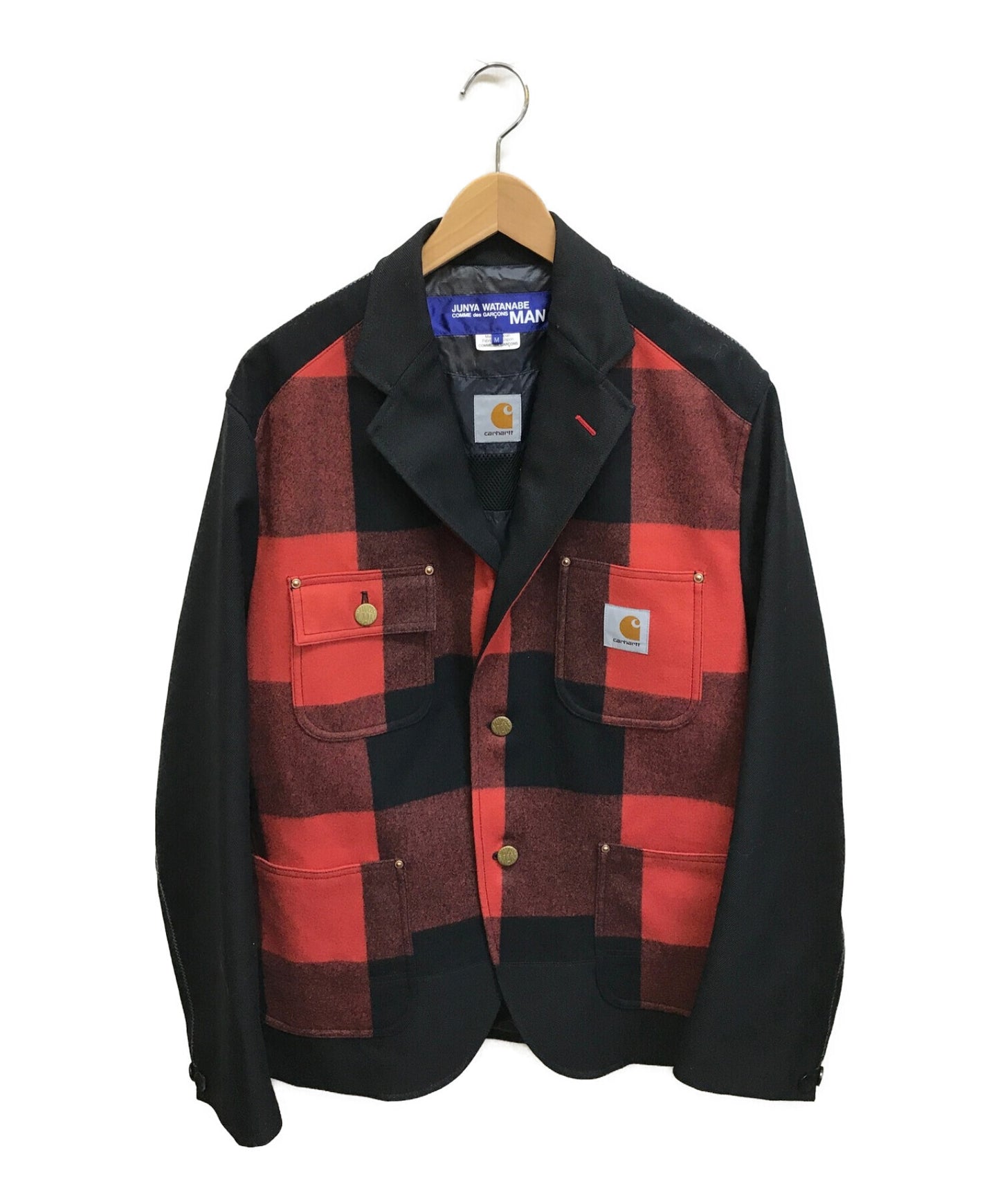 Comme des Garcons Junya Watanabe Man Wool Surge Duck-switched ตรวจสอบแจ็คเก็ต AD2021 WH-J006