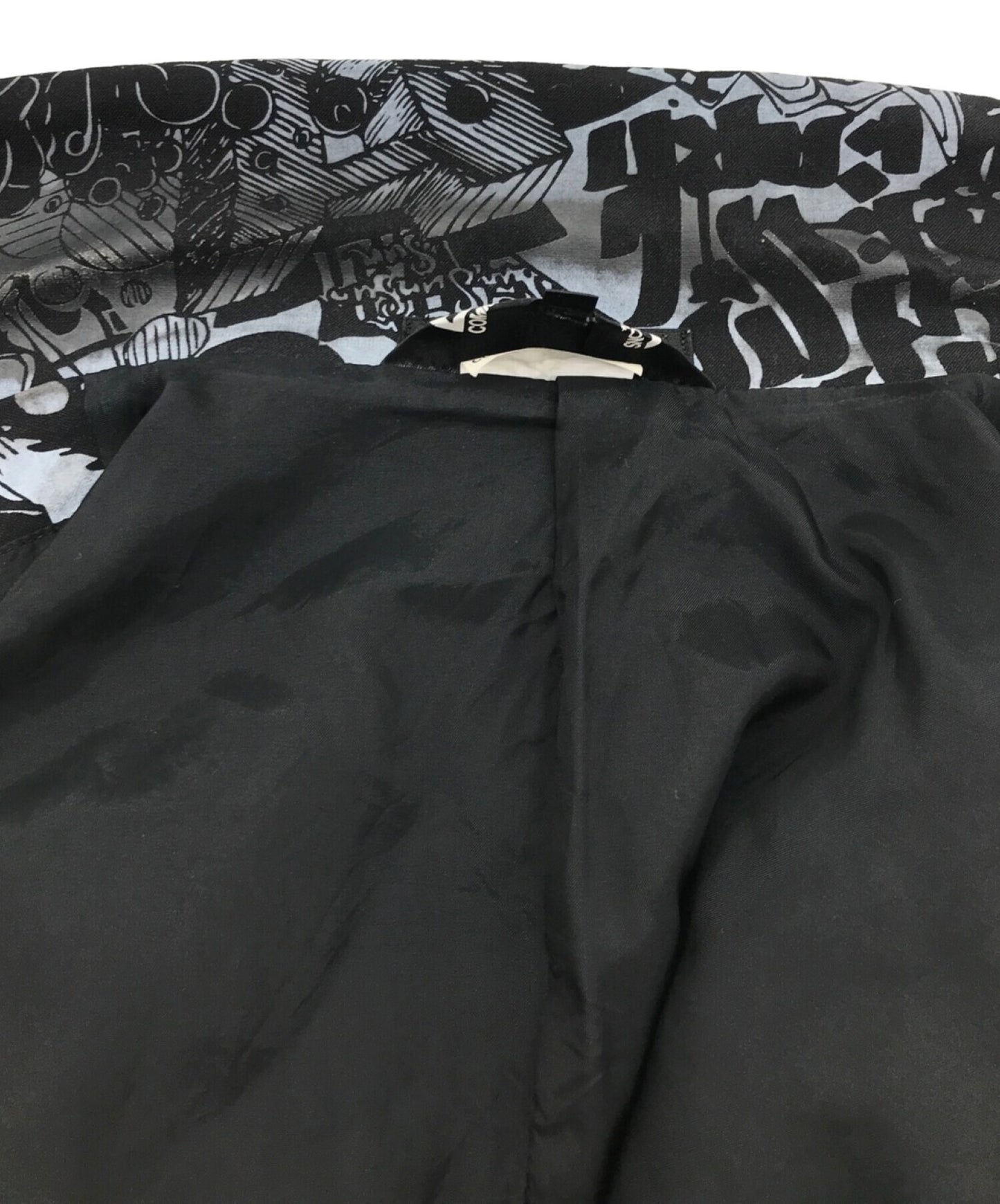 Black Comme des Garcons 피크 라펠 올버 프린트 3B 재킷 1D-J033