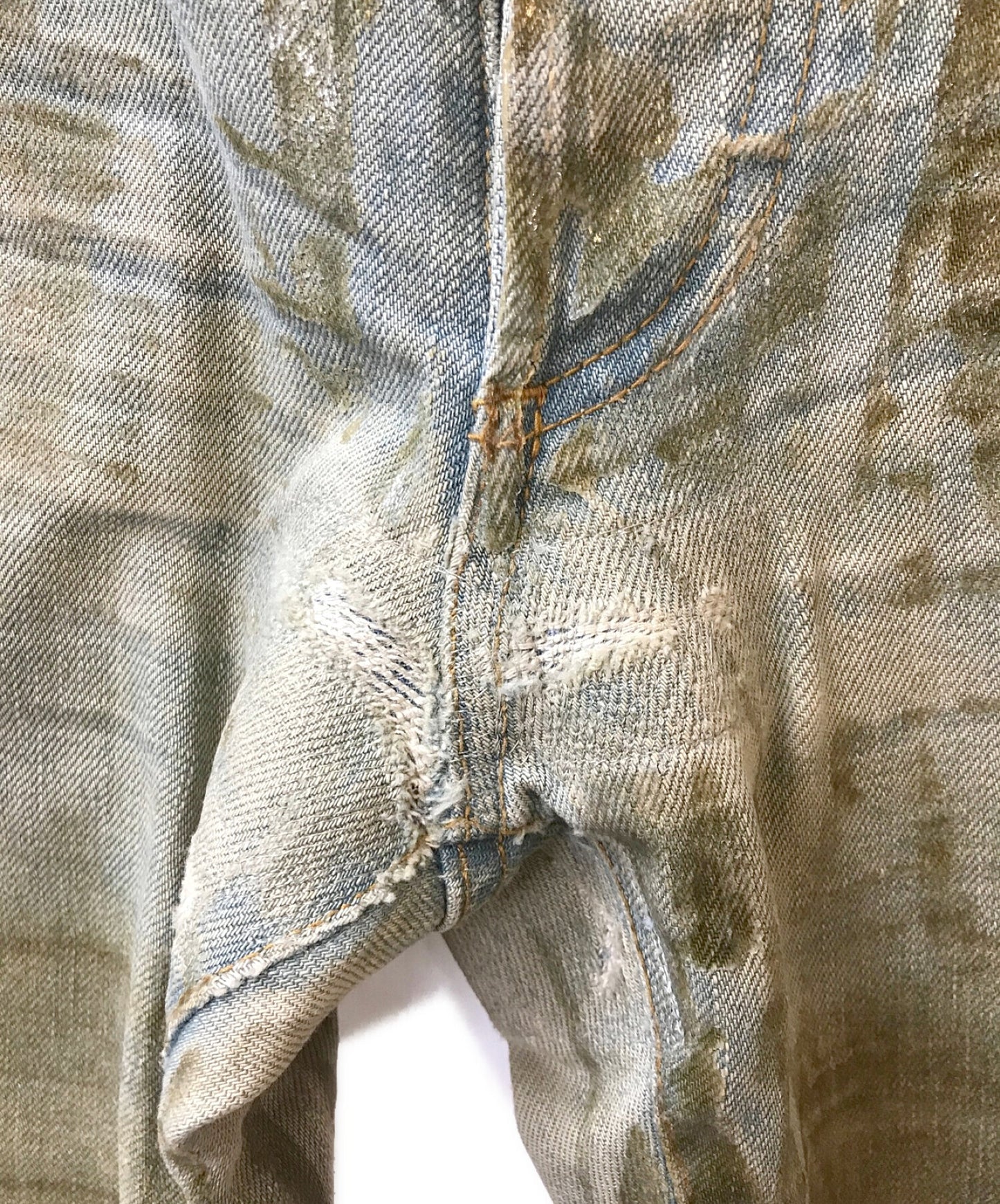 Dior Homme 04SS冰藍色矽塗層牛仔布褲