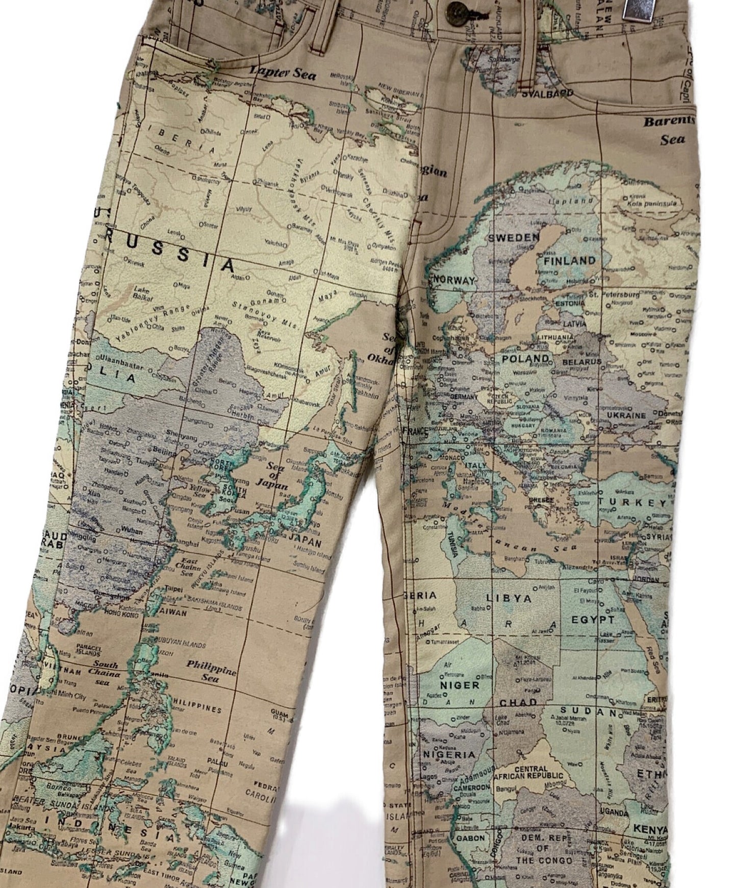 [Pre-owned] PLEATS PLEASE World Map-Print Pants PP82-ZF852