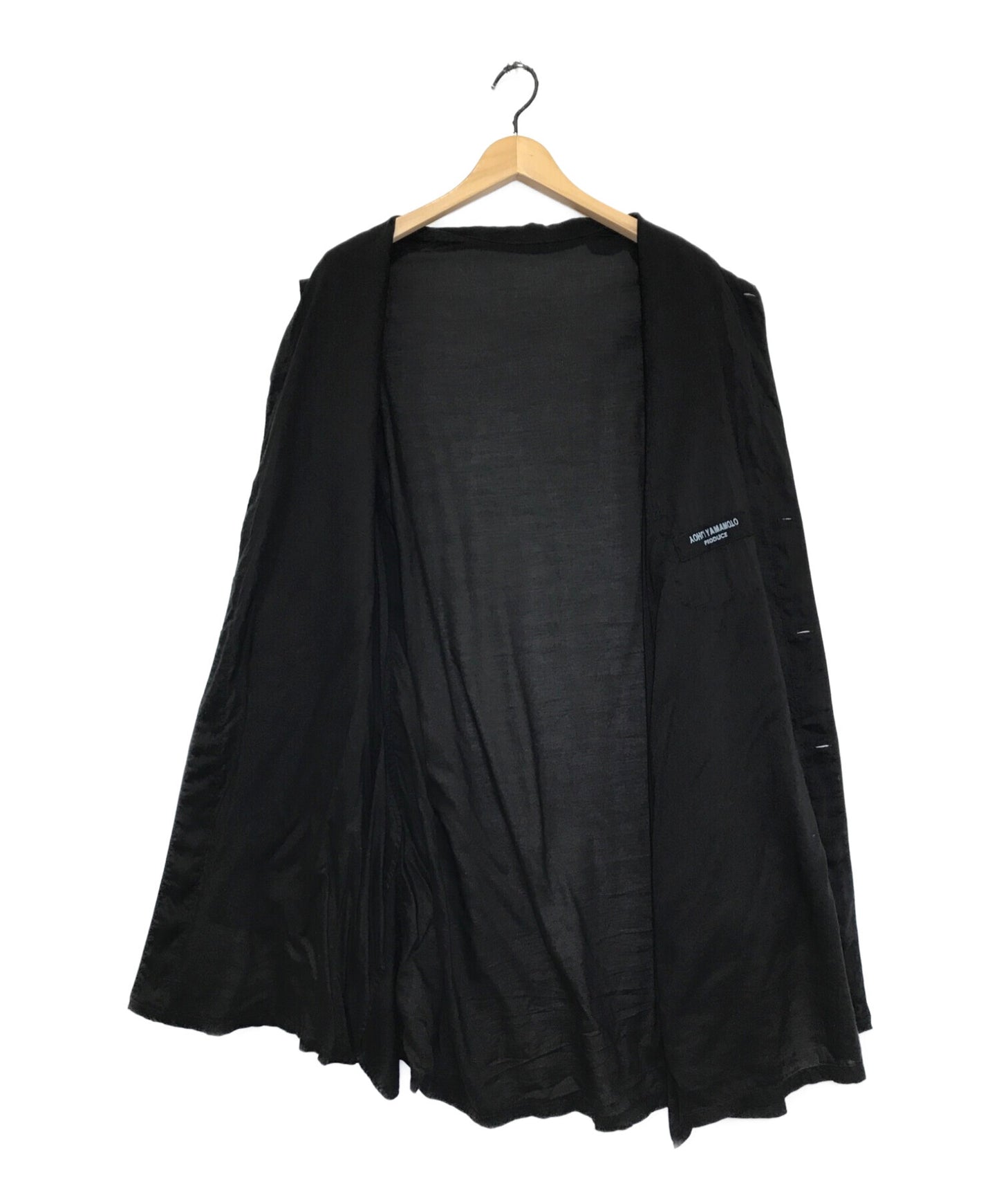 Yohji Yamamoto Pour Homme เซลลูโลสเสื้อผ้าย้อมสนามหญ้าเปิดปลอกคอเสื้อ HX-B08-200