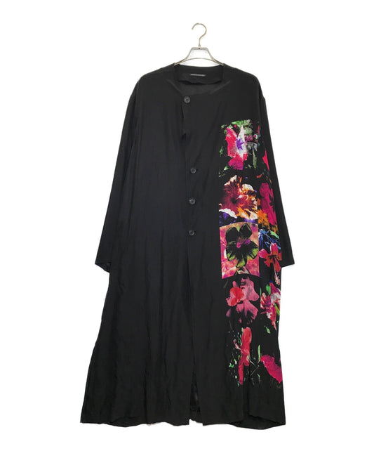 [Pre-owned] Yohji Yamamoto POUR HOMME 22SS SILK SATIN FLOWER PRINT NO COLLAR DRESS HG-D03-410