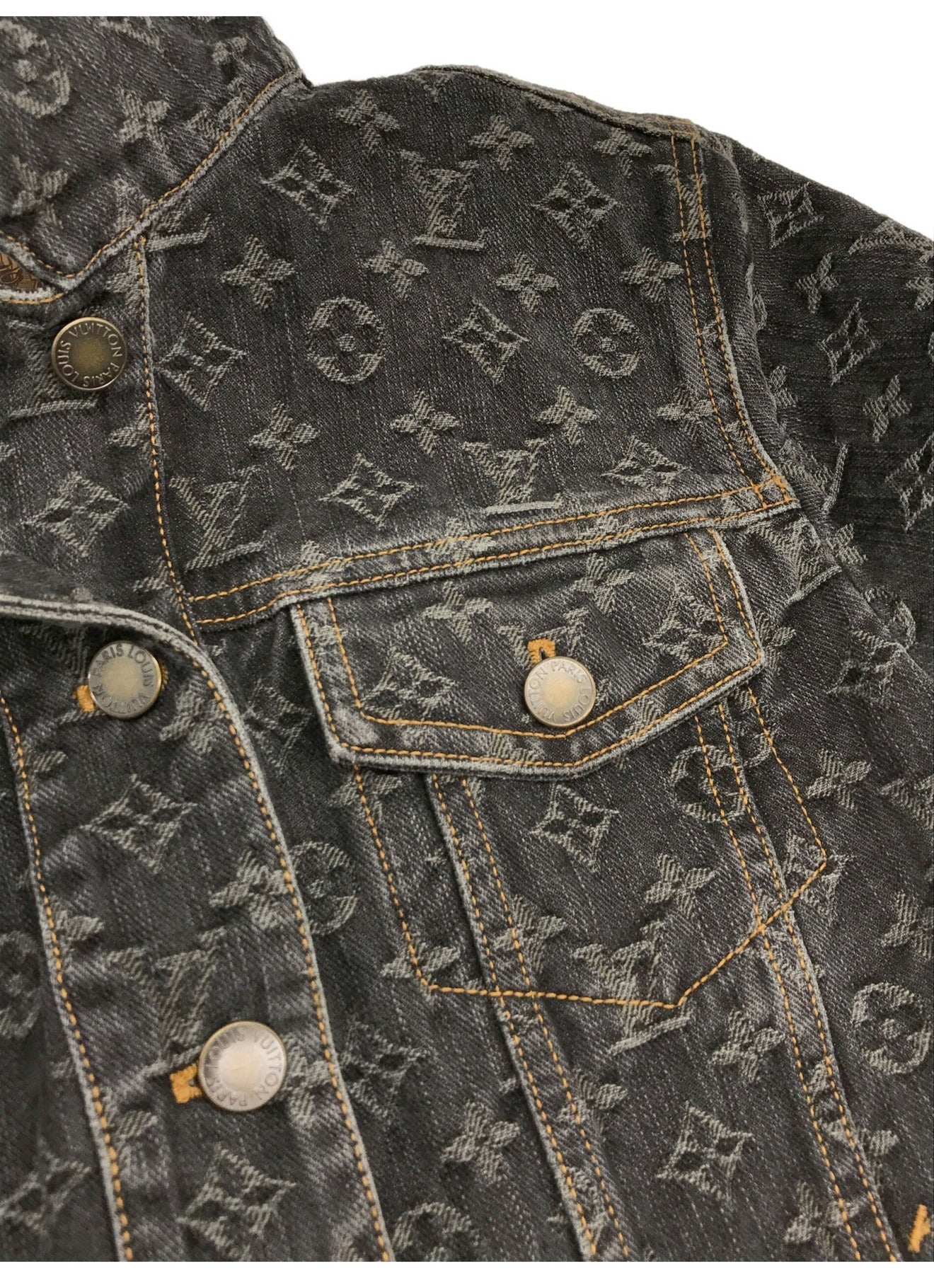 Louis Vuitton Black Monogram Shoulder Patch Detail Denim Jacket S Louis  Vuitton