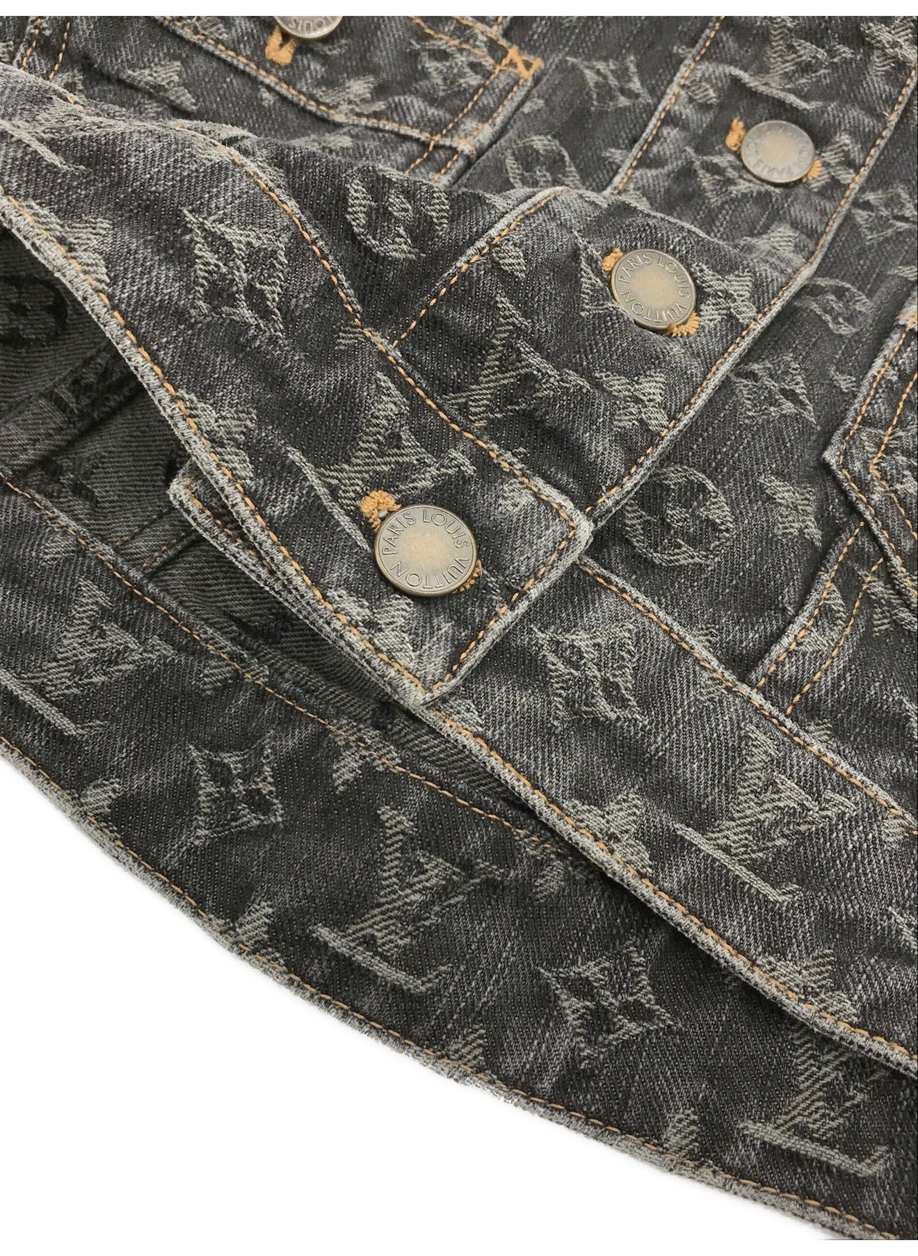 louis vuitton grey denim button jacketmonogram logo