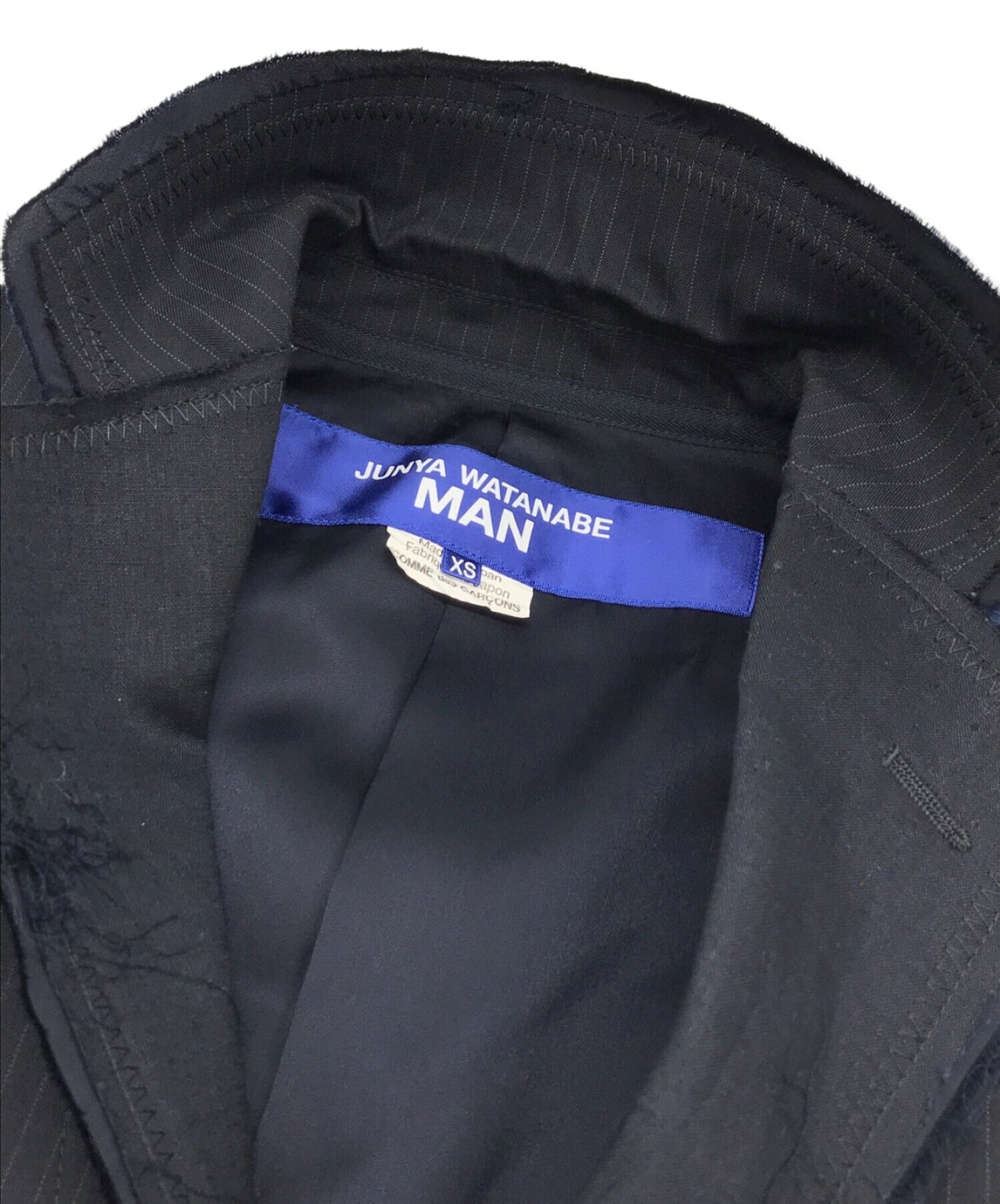 Junya Watanabe Man羊毛酯條紋和亞麻布3B夾克WI-J019