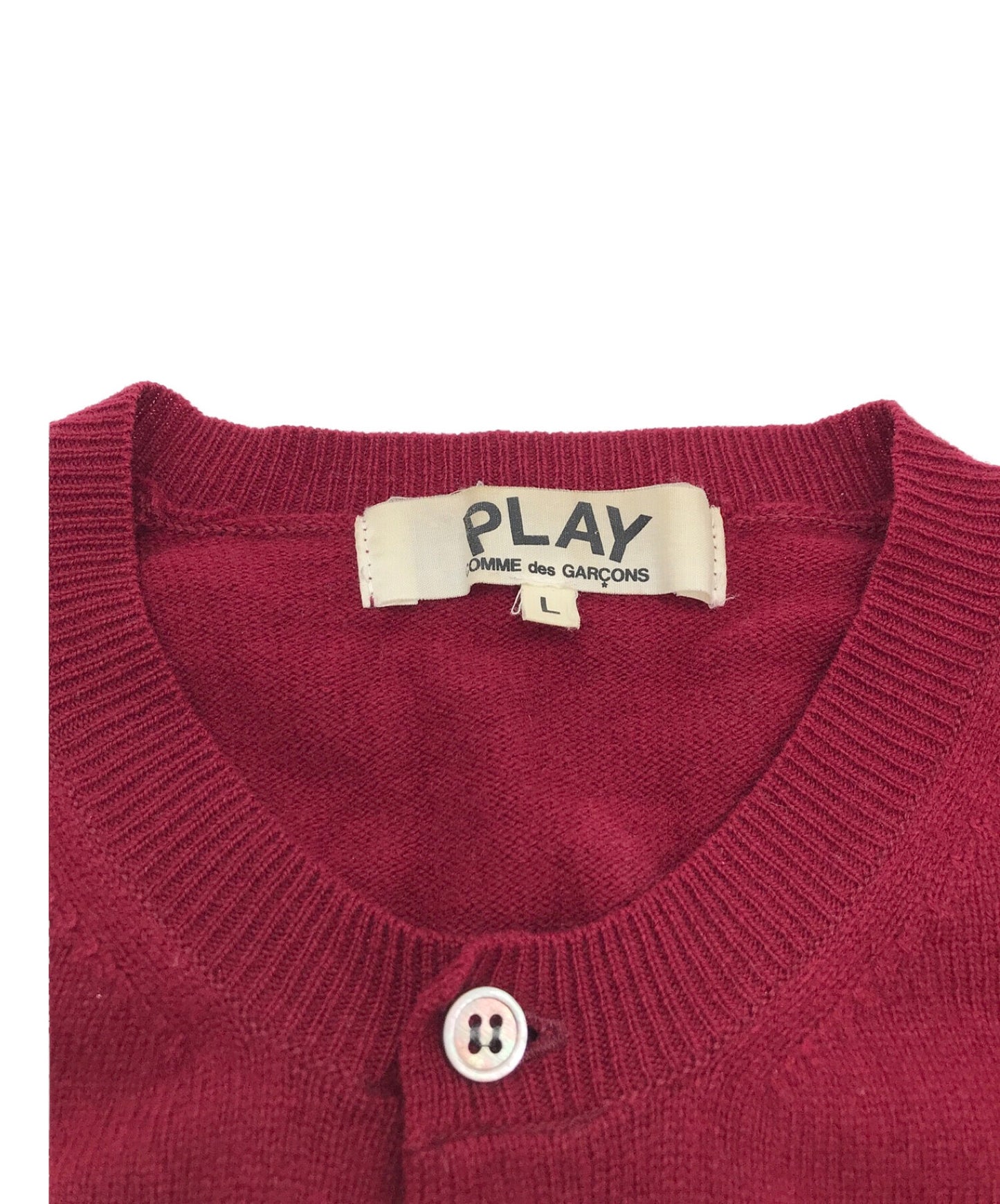 PLAY COMME des GARCONS Red Heart Wool Cardigan AZ-N007