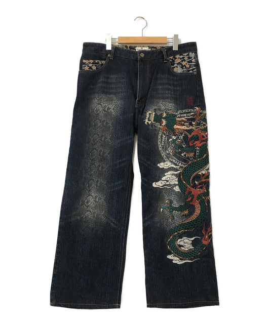 [Pre-owned] KARAKURI-DAMASHII embroidered denim pants 213212