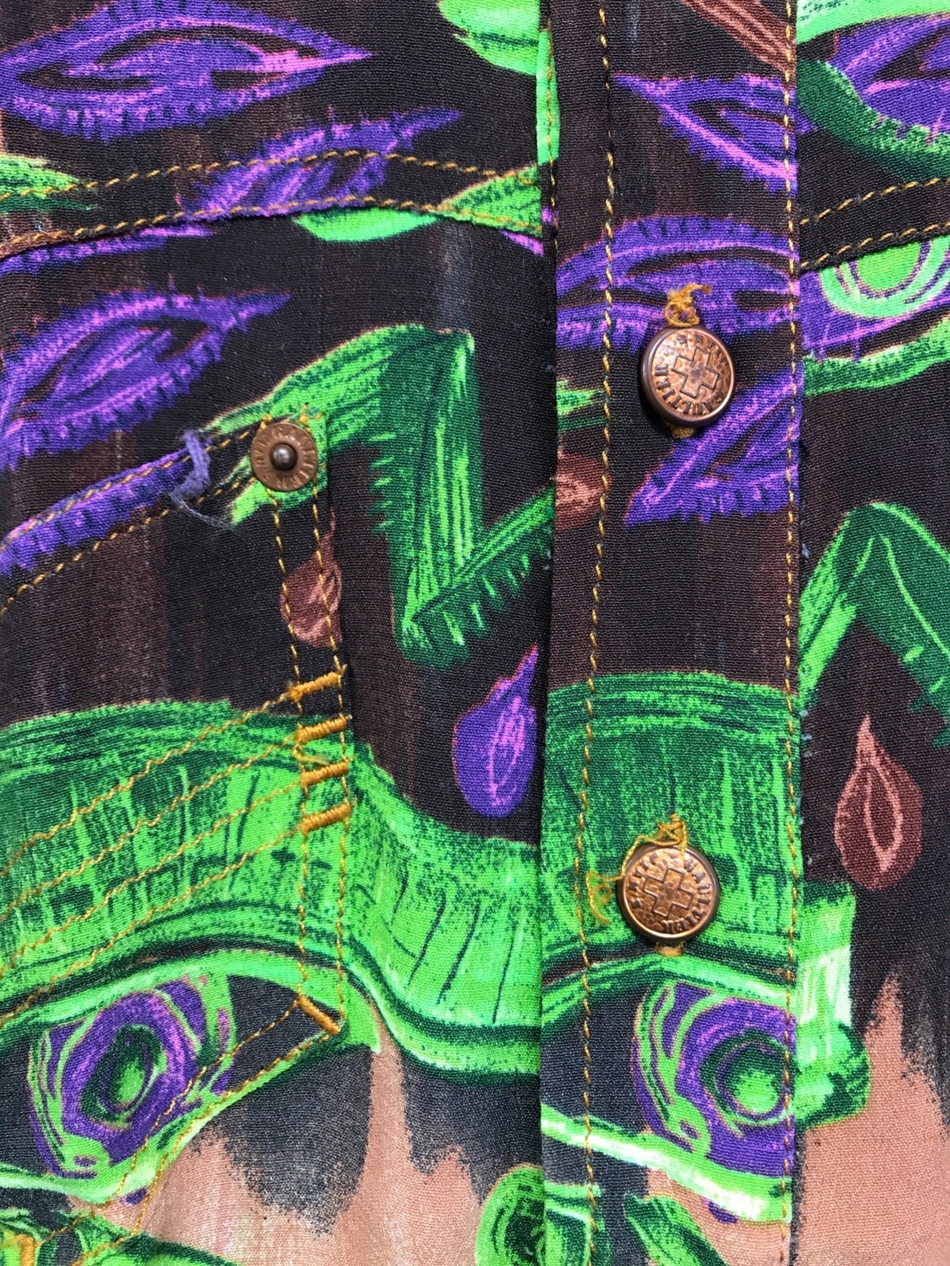 Gaultier Jean的人造絲圖案襯衫 /長袖襯衫 /印花襯衫