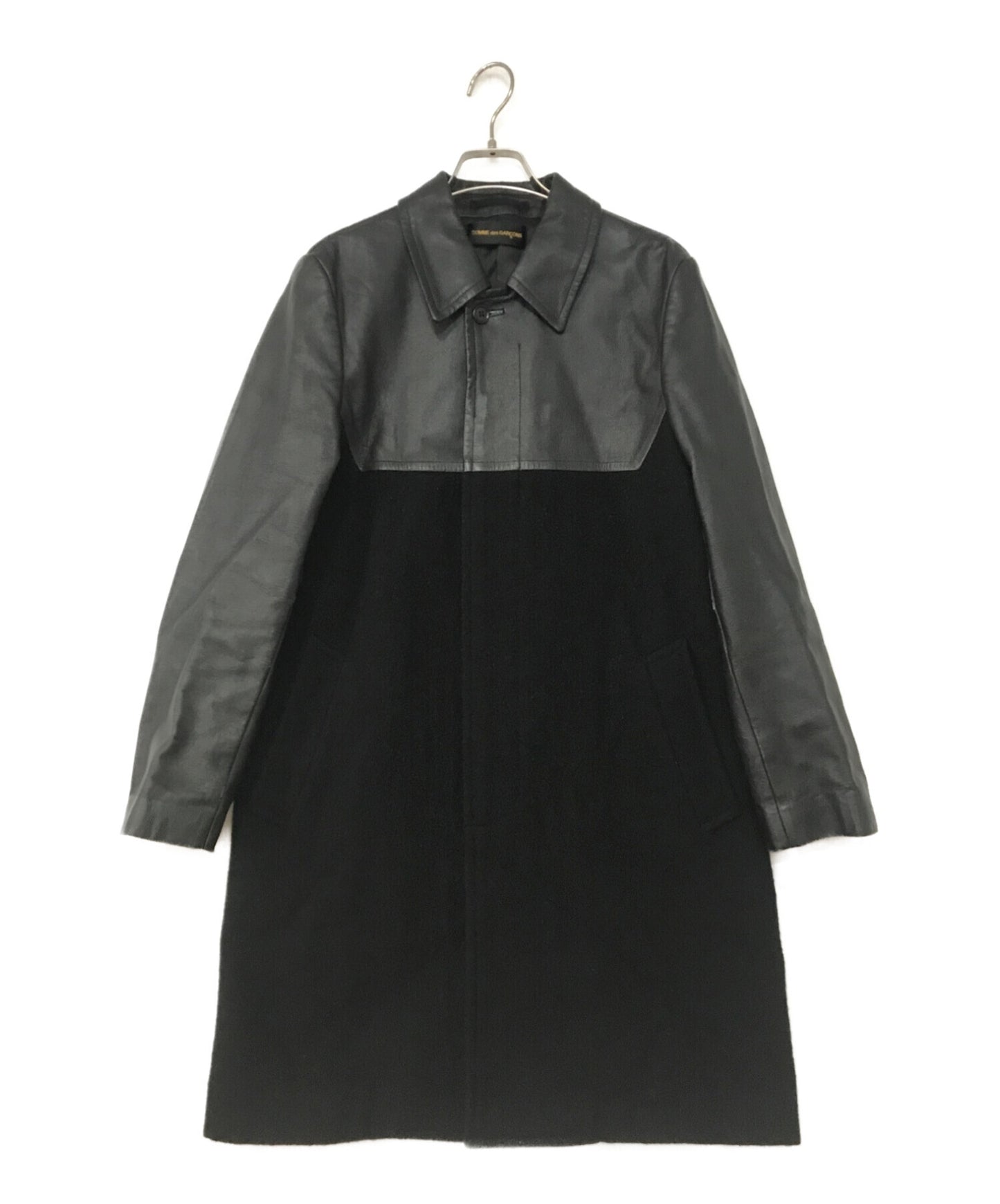 COMME des GARCONS Melton Wool Coat with Faux Leather Switching GC-C023