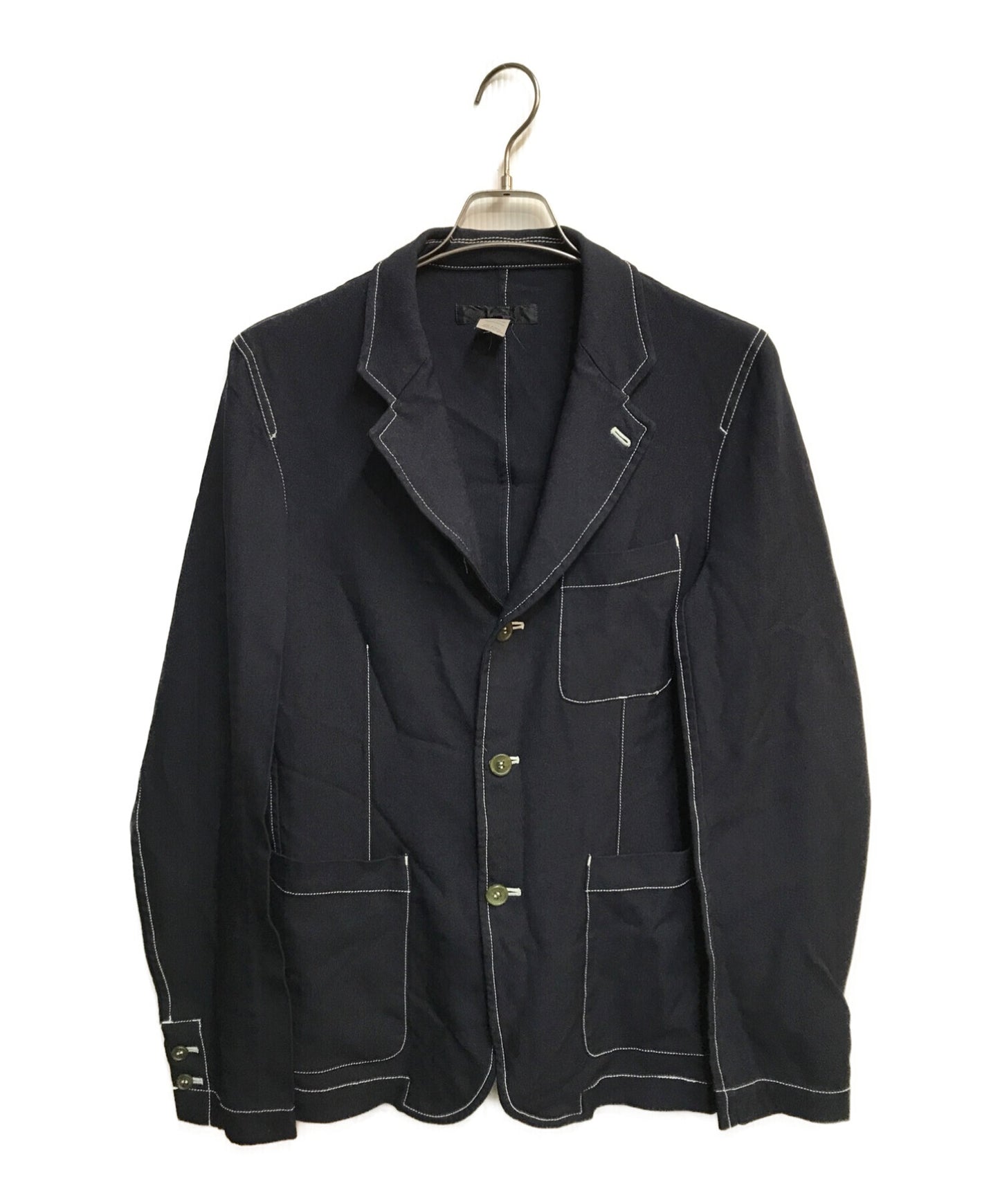 COMME DES GARCONS衬衫对比缝针羊毛混合夹克S24173
