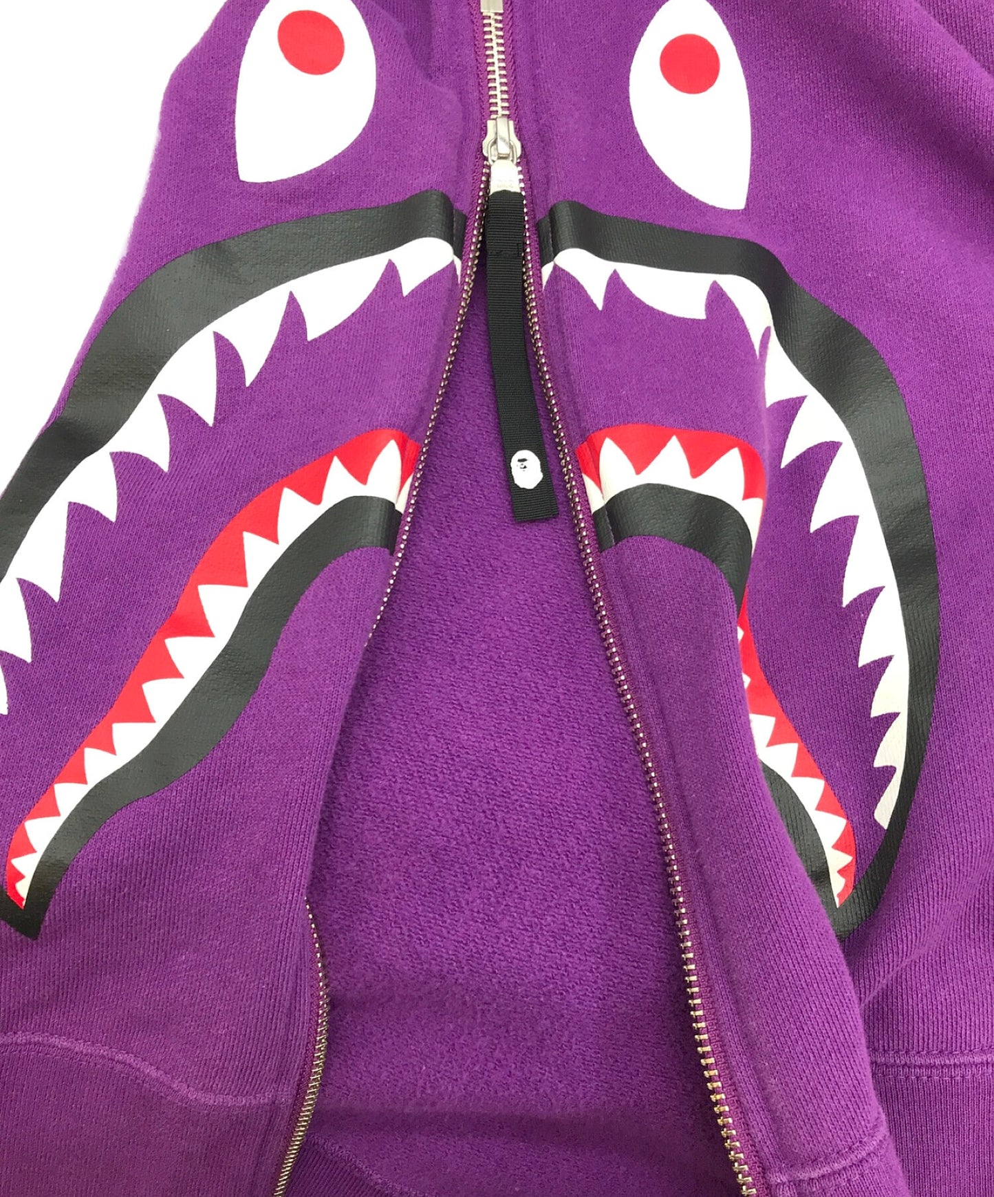 BAPE Side Zip Shark Wide Pullover Hoodie Black/Purple for Women