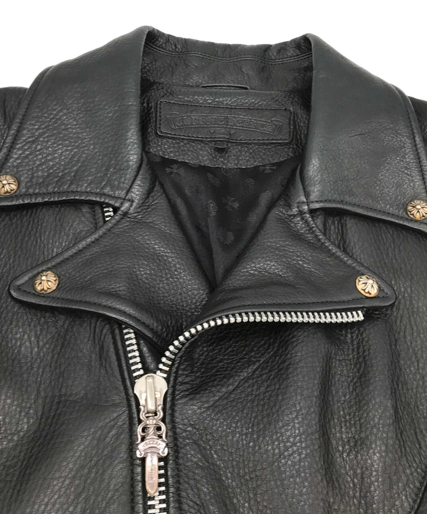 Chrome Hearts Cow Leather JJ Dean Long VJ Double Riders Jacket 2625-304-6338