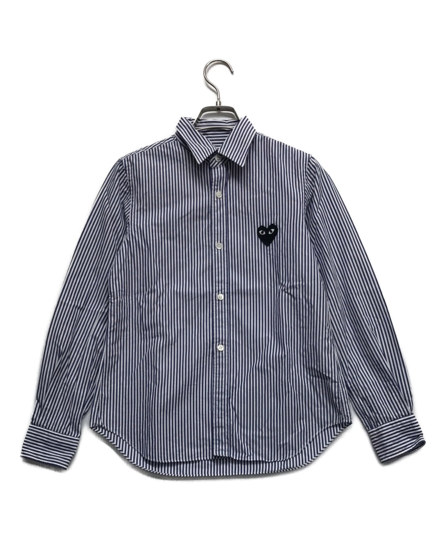 PLAY COMME des GARCONS Heart Patch Stripe Shirt Long Sleeve Shirt