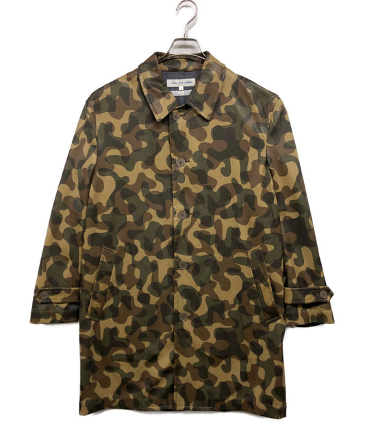 [Pre-owned] COMME des GARCONS SHIRT Faux leather camo pattern stainless steel collar coat S10103